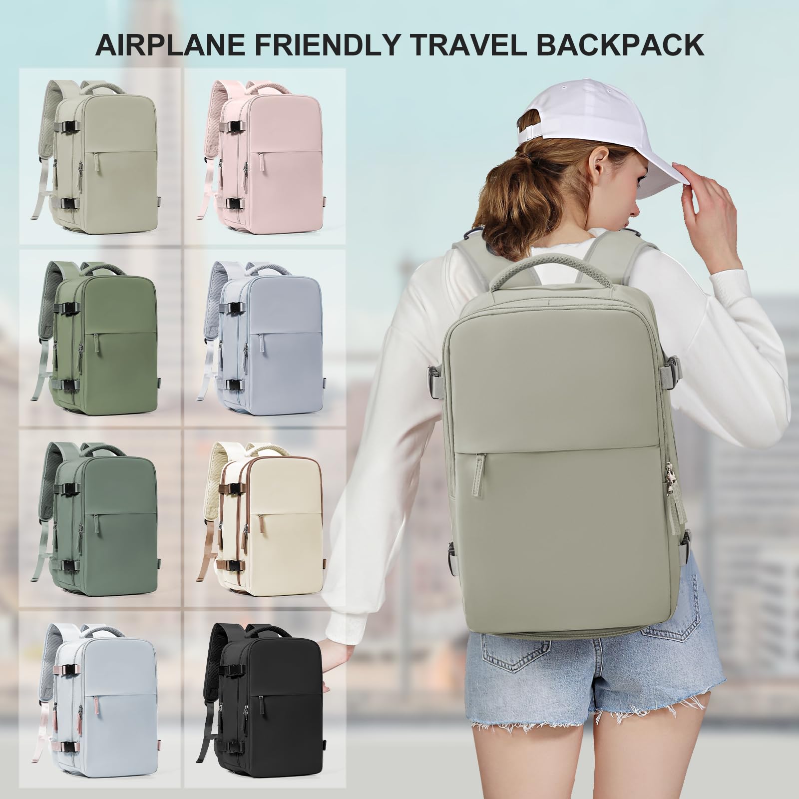 SZLX Zaino Ryanair 40x20x25 Bagaglio a Mano Easyjet 45x36x20 Donna Zaino da Viaggio Aereo Borse da Cabina Impermeabile Uomo Adatto a PC da 14 pollici Travel Backpack per Sportivo Trekking
