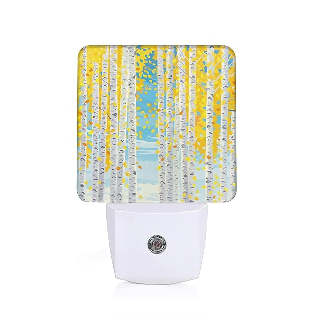 Birch Forest Night Light Fall Night Light Plug into Wall with Dusk to Dawn Sensor LED Lamp Energy