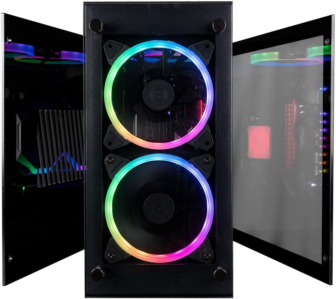 CUK Stratos Mini Gaming PC (Liquid Cooled AMD Ryzen 9, 64GB RAM, 1TB NVMe SSD + 2TB HDD, AMD Radeon 6700 XT 8GB, 650W Gold PSU, AC WiFi, Windows 10 Home) Tiny RGB Desktop Computer for Gamers
