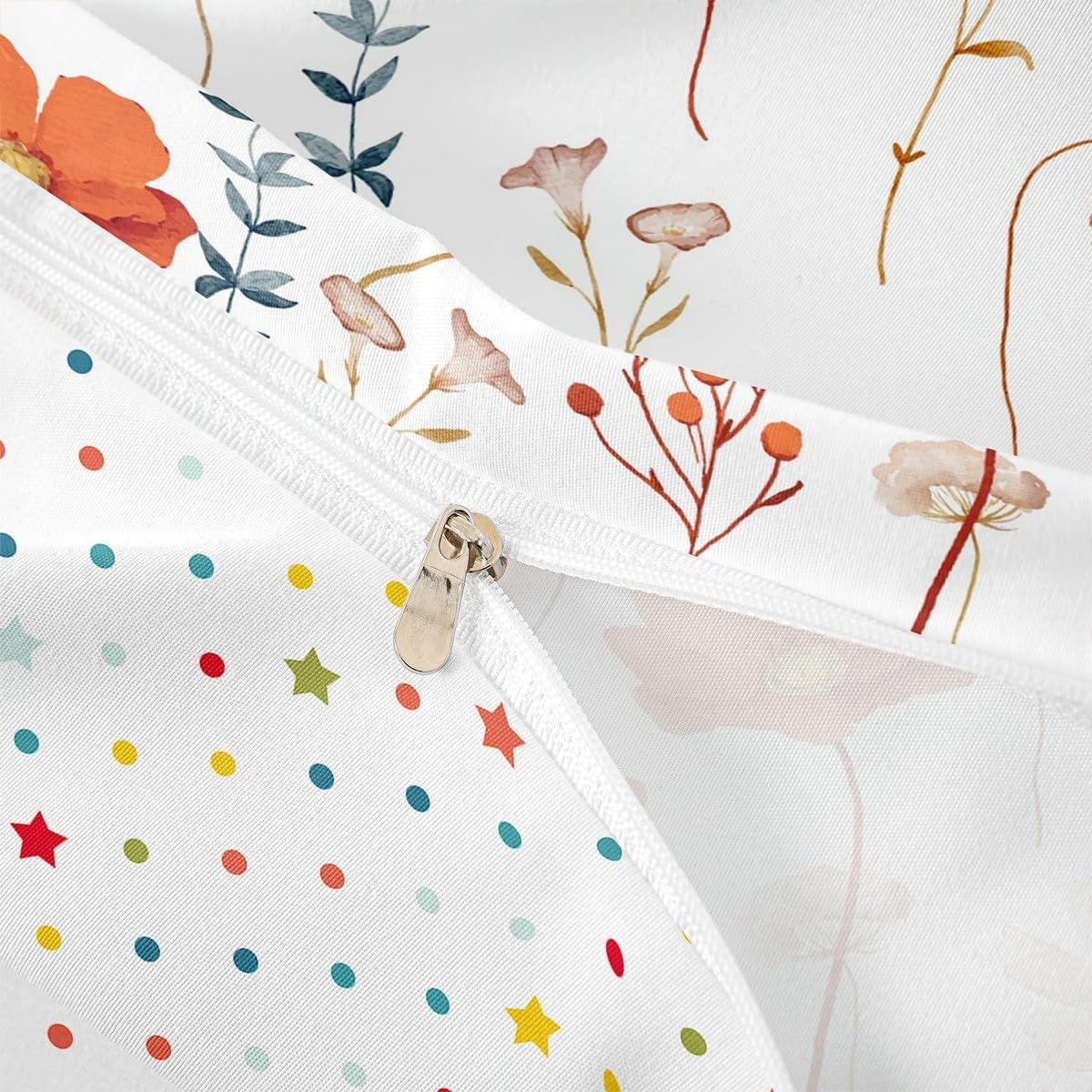 Erosebridal Watercolor Flower Duvet Cover Full, Retro Orange Navy Floral Bedding Set for Kids Teens Adult Women, Modern Minimalist White Comforter Cover Branches Pastoral Bed Set with 2 Pillow Cases