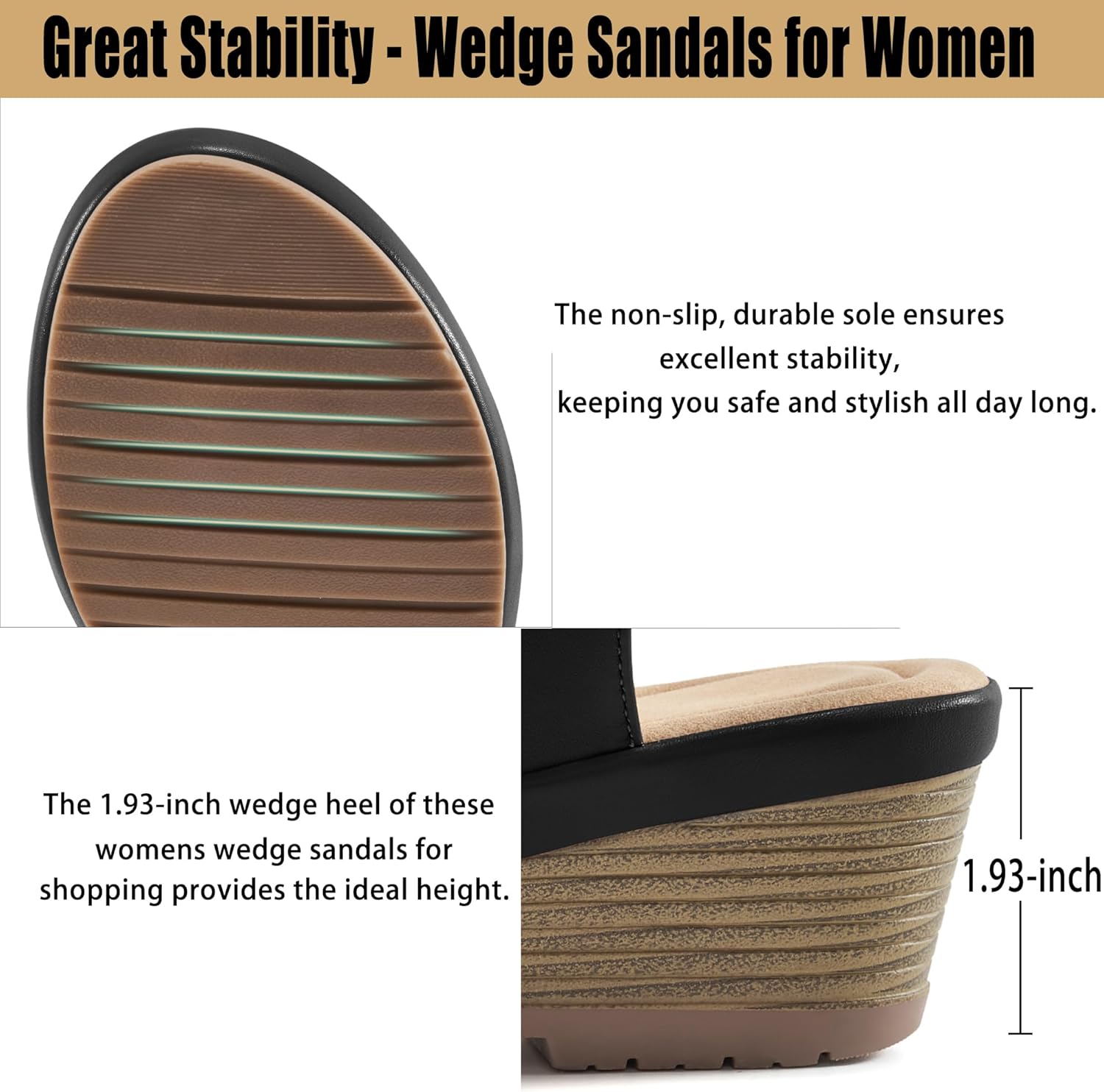 Ablanczoom Wedge Sandals for Women Dressy: Comfortable Elastic Ankle Strap Summer Causal Walking Low Platform Sandal - Image 5