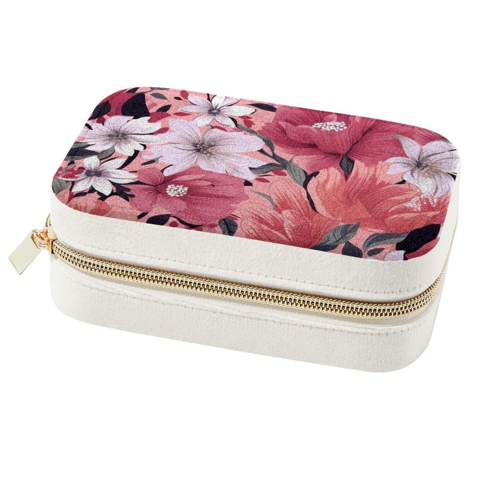 Boîte à bijoux de voyage fleurie portable, le mini coffret idéal pour vos vacances et week-ends