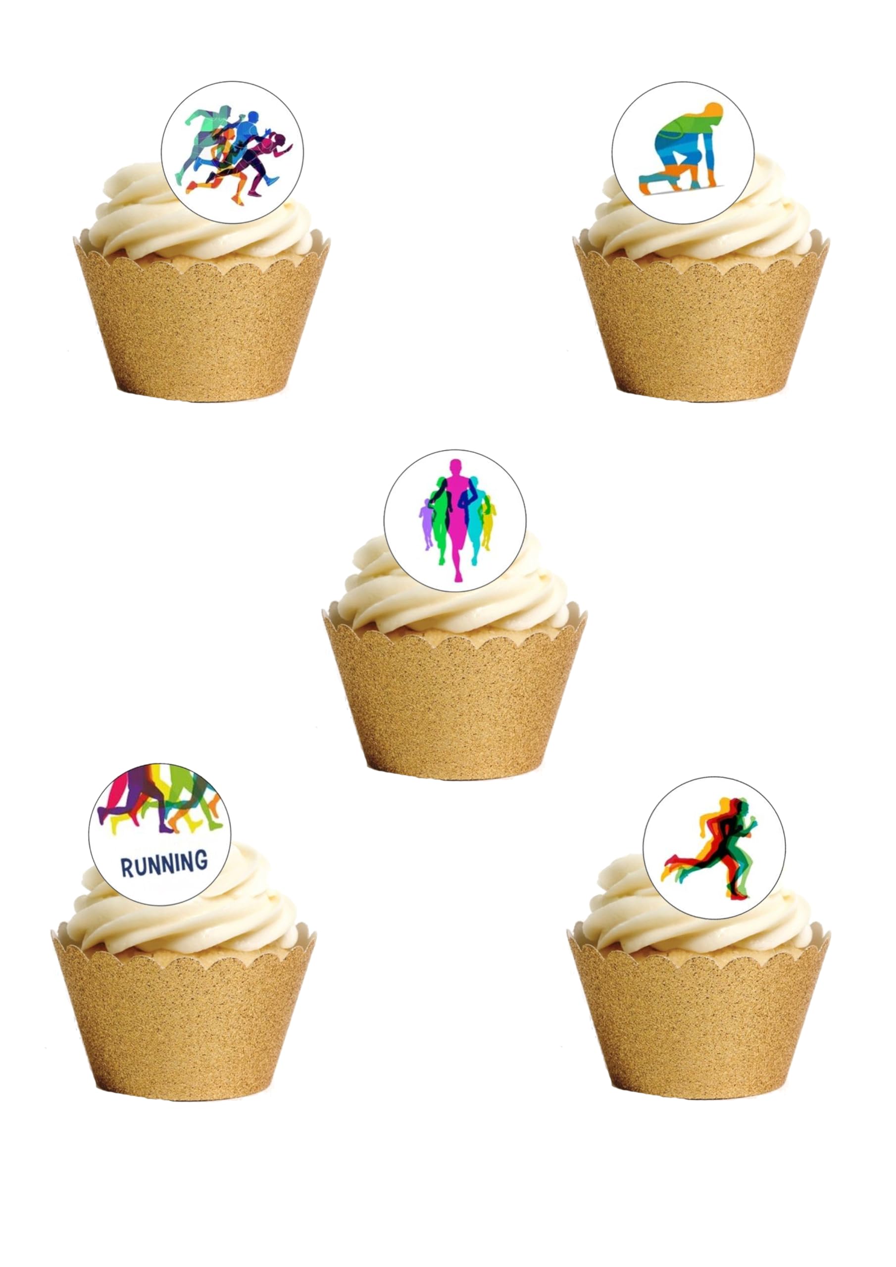 24 Pre-Cut Runner Running Themed Edible Wafer Paper Cake Toppers Decorations