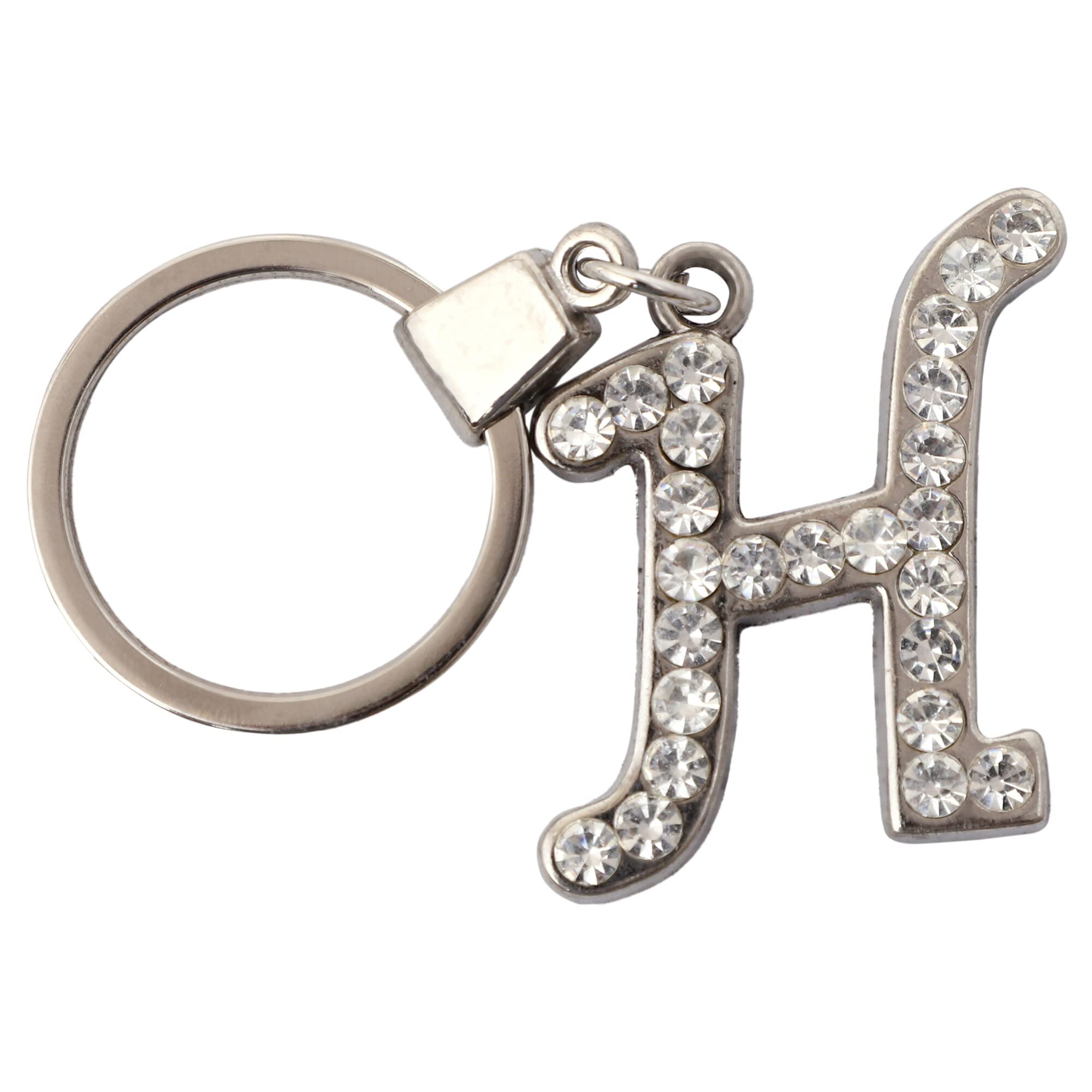 Alphabet H with stones Metallic Keychain Strong And Durable Compact And Easy Key Ring-image-7