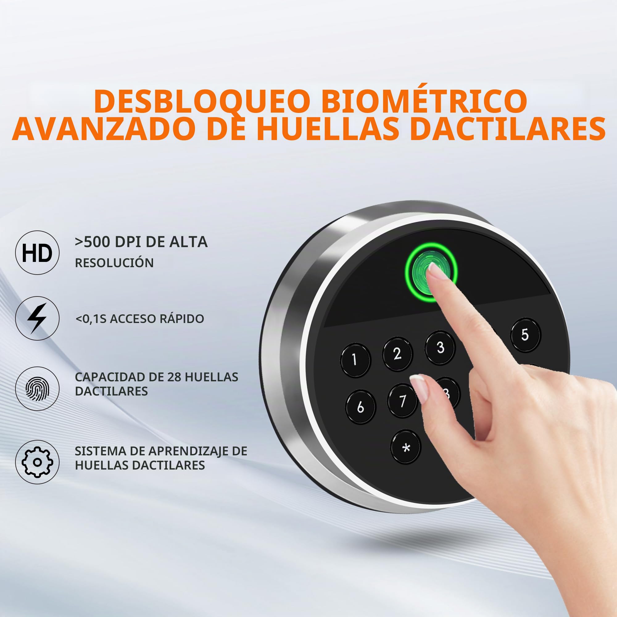 HSGCJS Caja fuerte biométrica de huellas dactilares con teclado digital, caja fuerte de seguridad para el hogar, la oficina y el hotel, 1.2 pies cúbicos