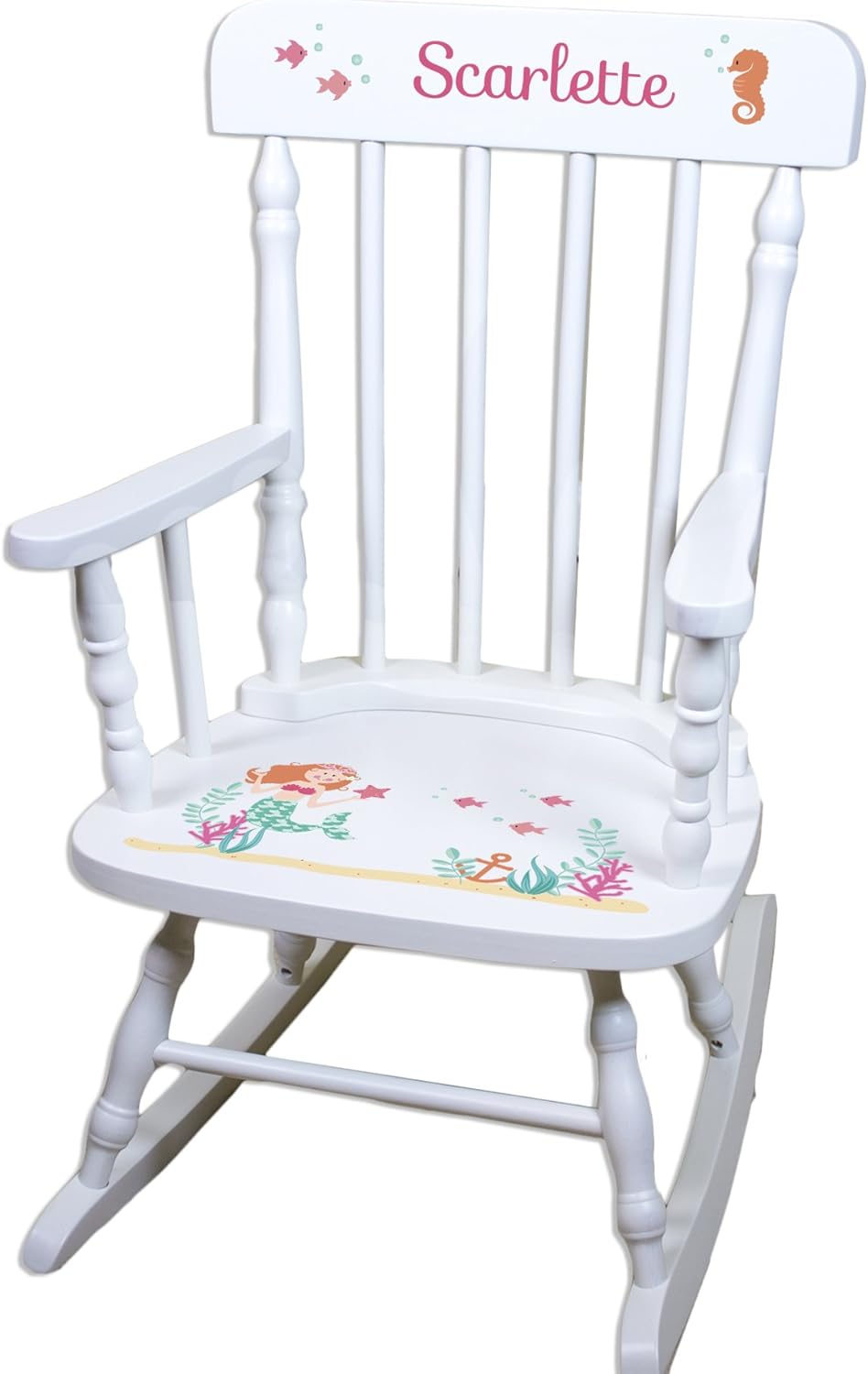 Best Review Children's Personalized White Mermaid Rocking Chair