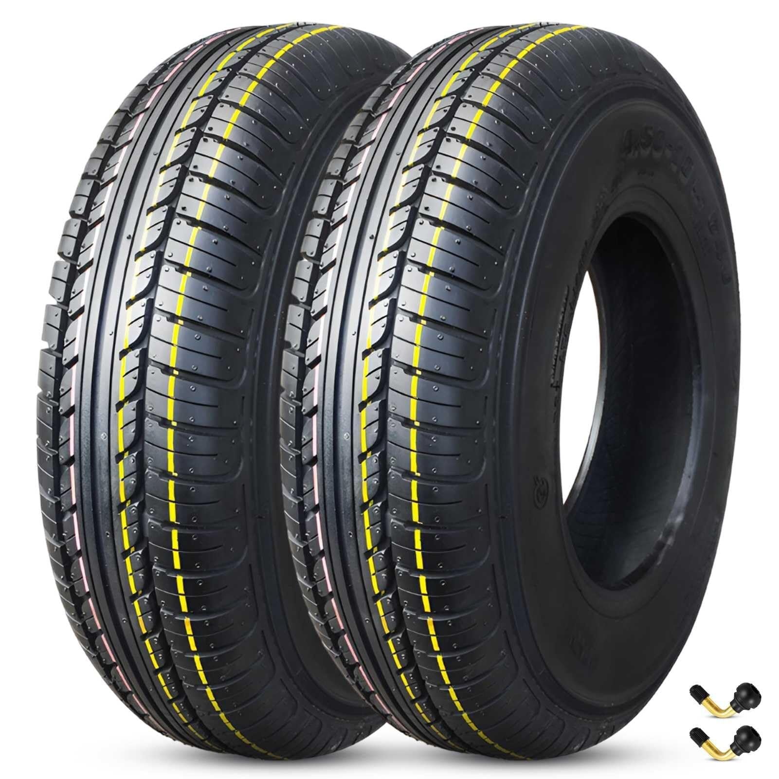 2pcs 4.50-10 Pneu sans Chambre À Air, 6PR, 300KPA, 4.50 10 Anticrevaison Pneu, Bande de Roulement Toutes Saisons pour Camionnette, Remorque et Véhicules Utilitaires, Capacité de Charge 280kg