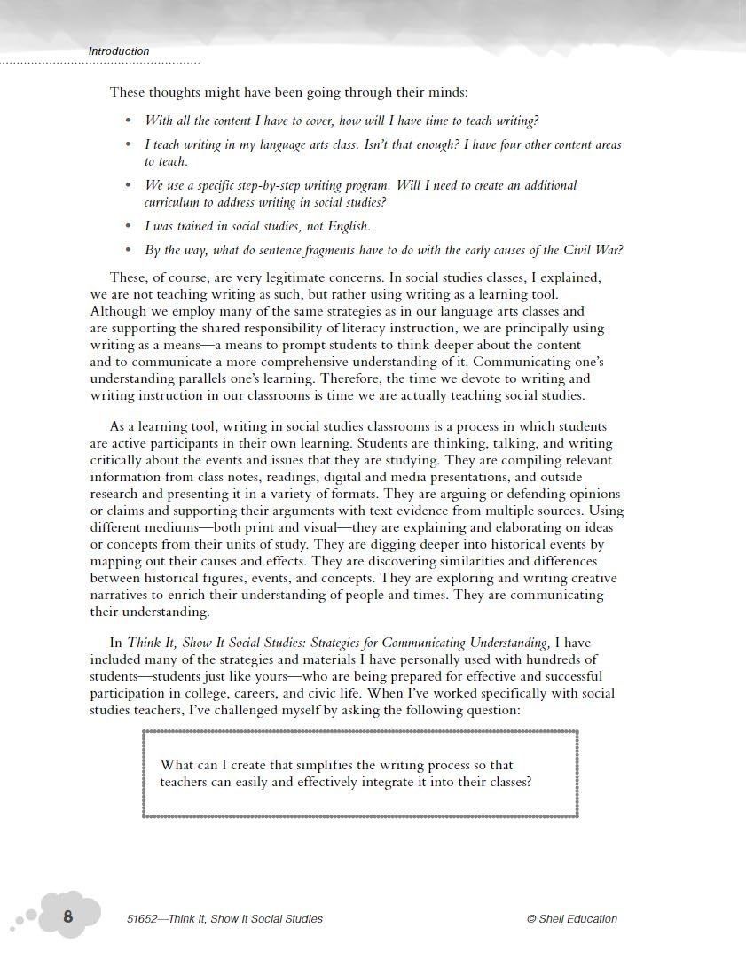Think It, Show It Social Studies: Strategies for Communicating Understanding – Teacher Resource Provides Strategies to Develop Clear and Concise Writing Skills (Professional Classroom Resource)
