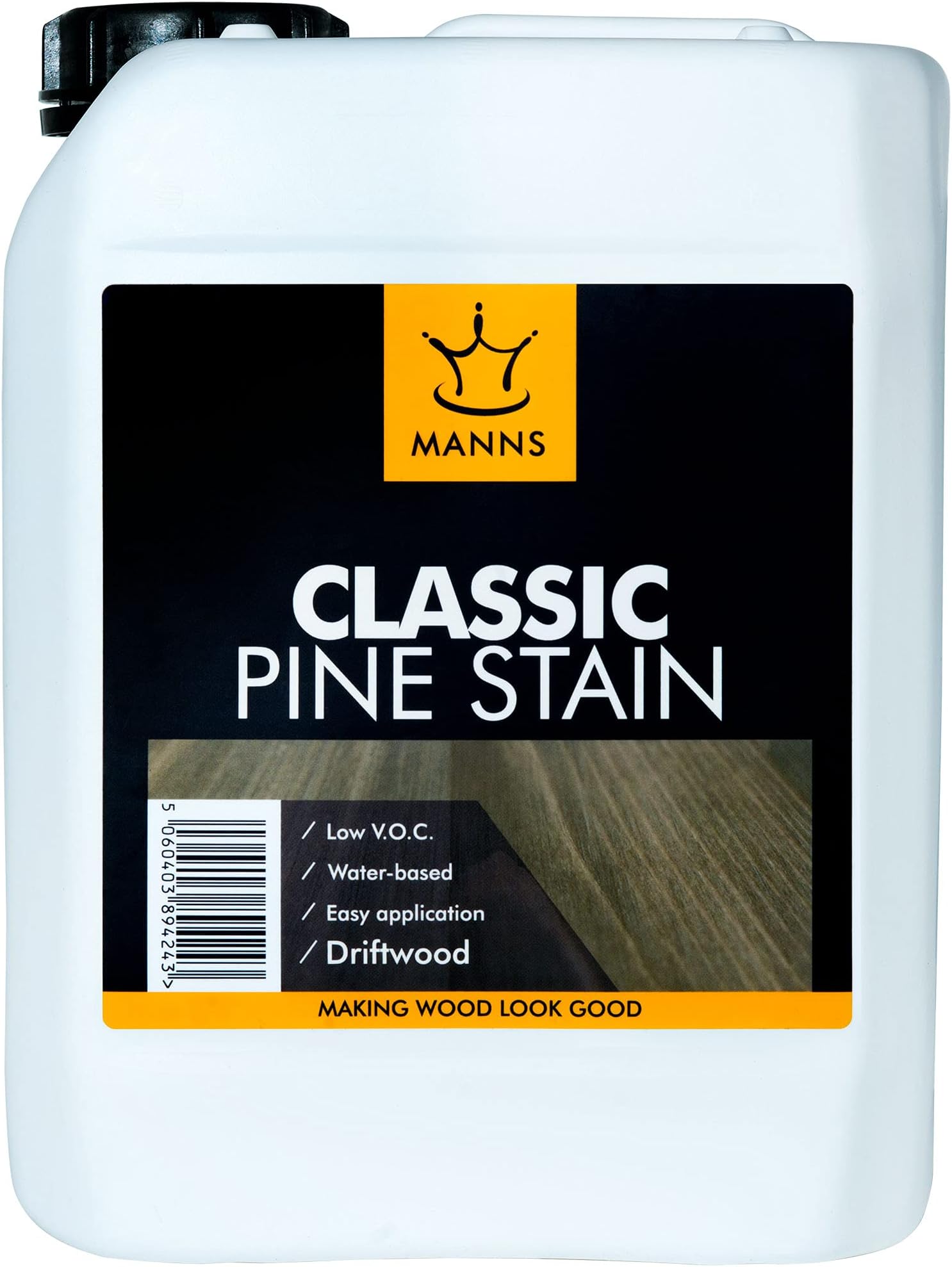 Manns Classic Pine Stain 5L - Country Pine - Water-Based Wood Stain for Interior Softwood
