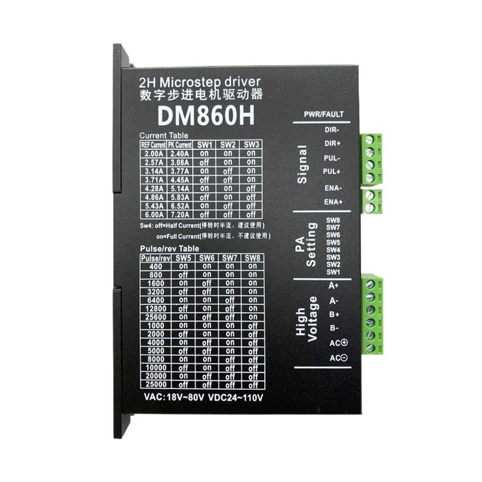DM860H pilote pas à pas anti surchauffe 80V CA pour éviter les arrêts de production CNC