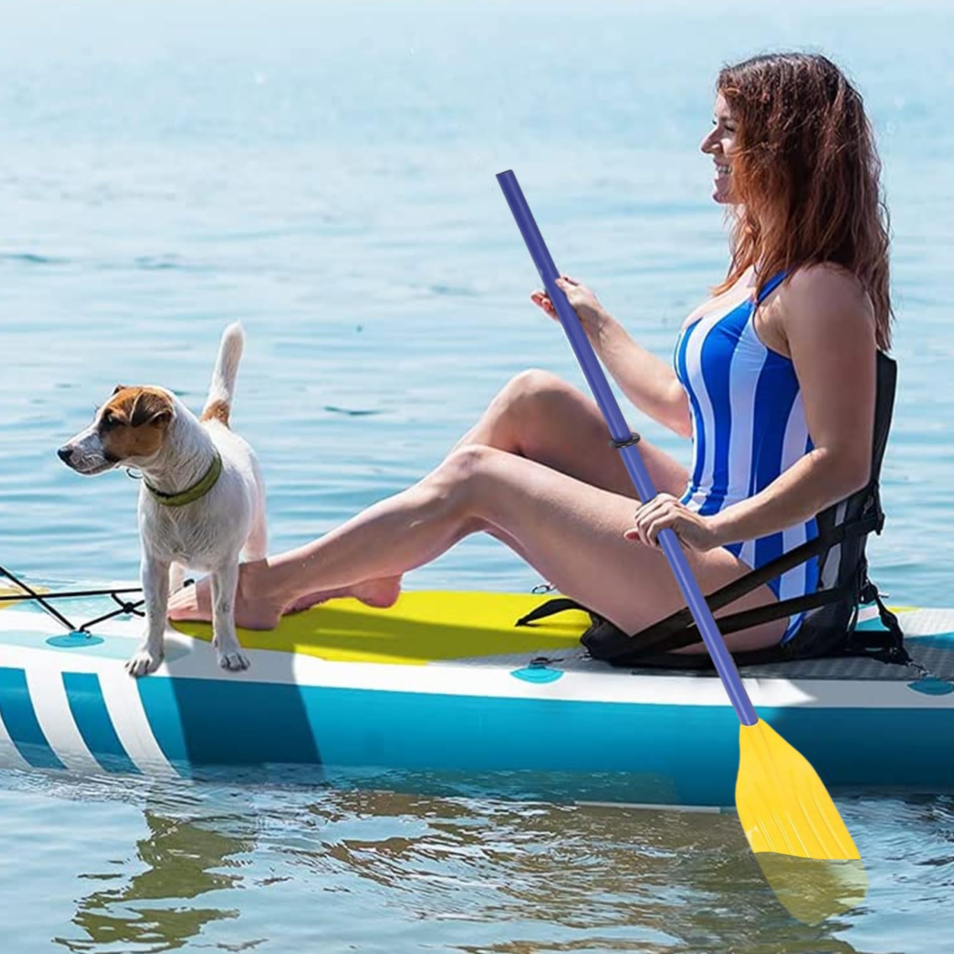 Lot de 2 rames de Bateau Amovibles et Pliables 114, 3 cm, pagaies Kayak Portables, rames en Plastique légères pour Bateau Gonflable, pêche, Voyage en Plein air