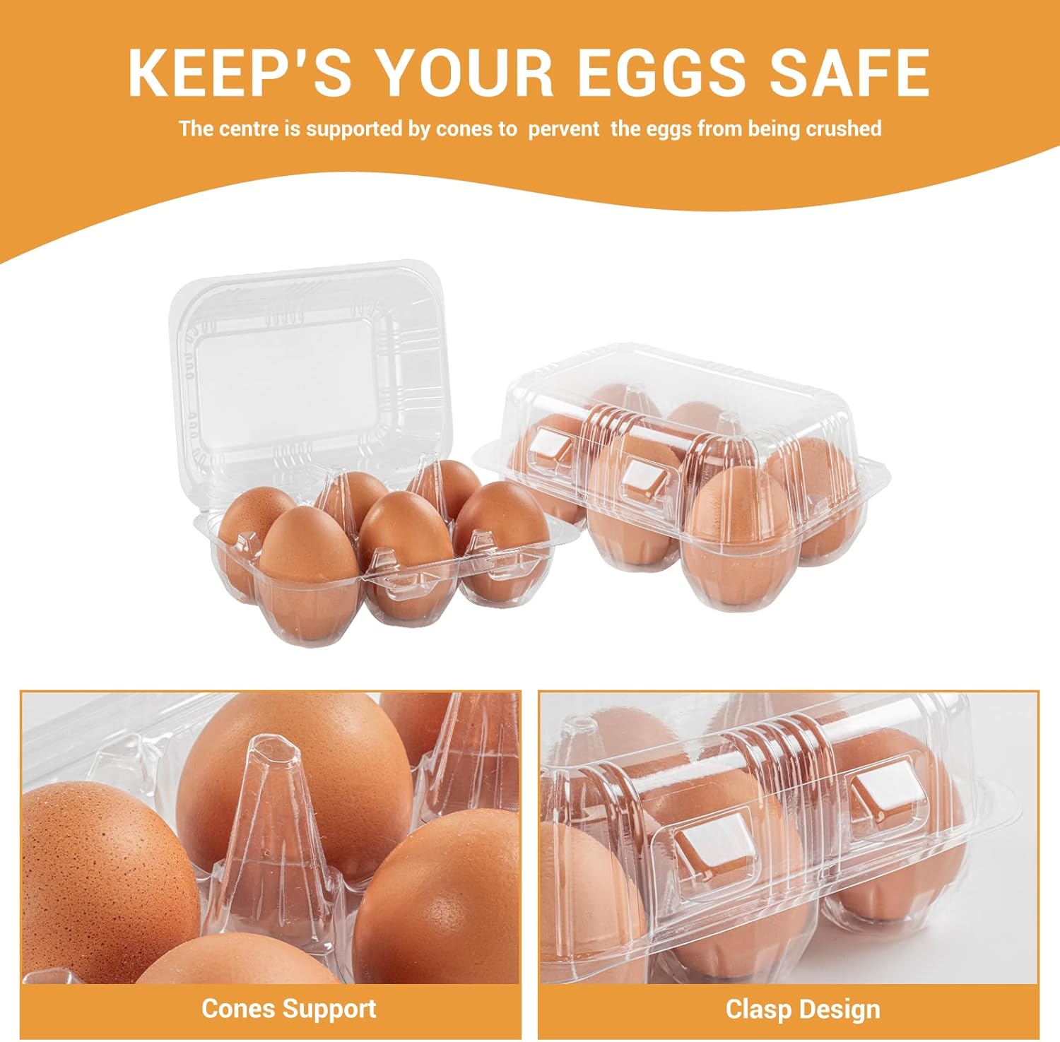 120Pack Egg Cartons Cheap Bulk Half Dozen XL Egg Cartons Reusable Egg Container Holder 6 Count for Home Ranch Chicken Farm, Commercial Business Market Display, 2x3 Grids