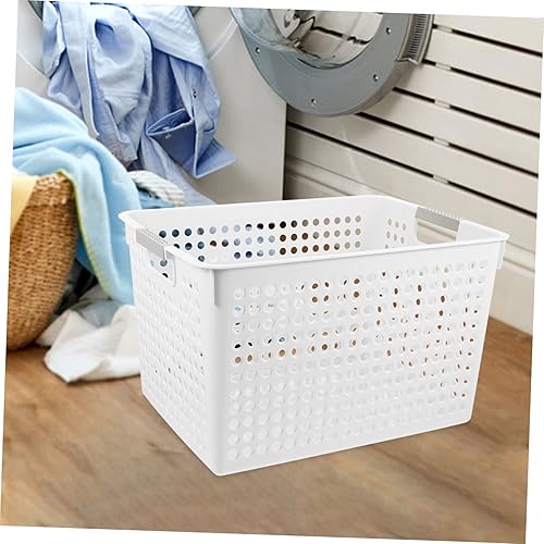 Miniatura 5 de Cesta organizadora de ropa sucia de plástico, cesta de almacenamiento de toallas de baño para bebés, cestas de plástico de escritorio blancas,