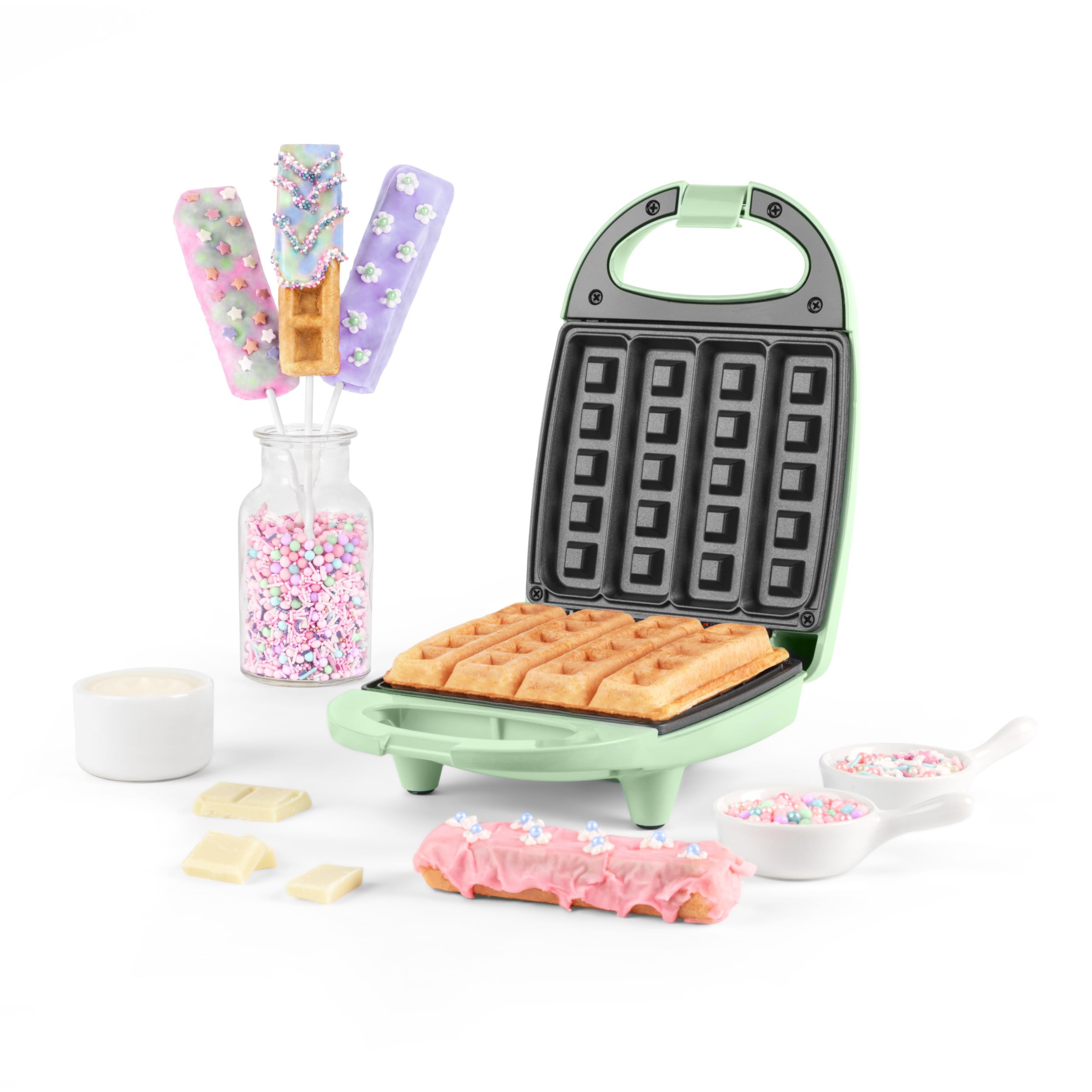 Giles & Posner Stick Waffle Maker – gofrownica belgijska z nieprzywierającymi płytkami do łatwego czyszczenia, antypoślizgowymi nóżkami, czasem nagrzewania 3 minuty, wskaźnikiem zasilania/gotowości