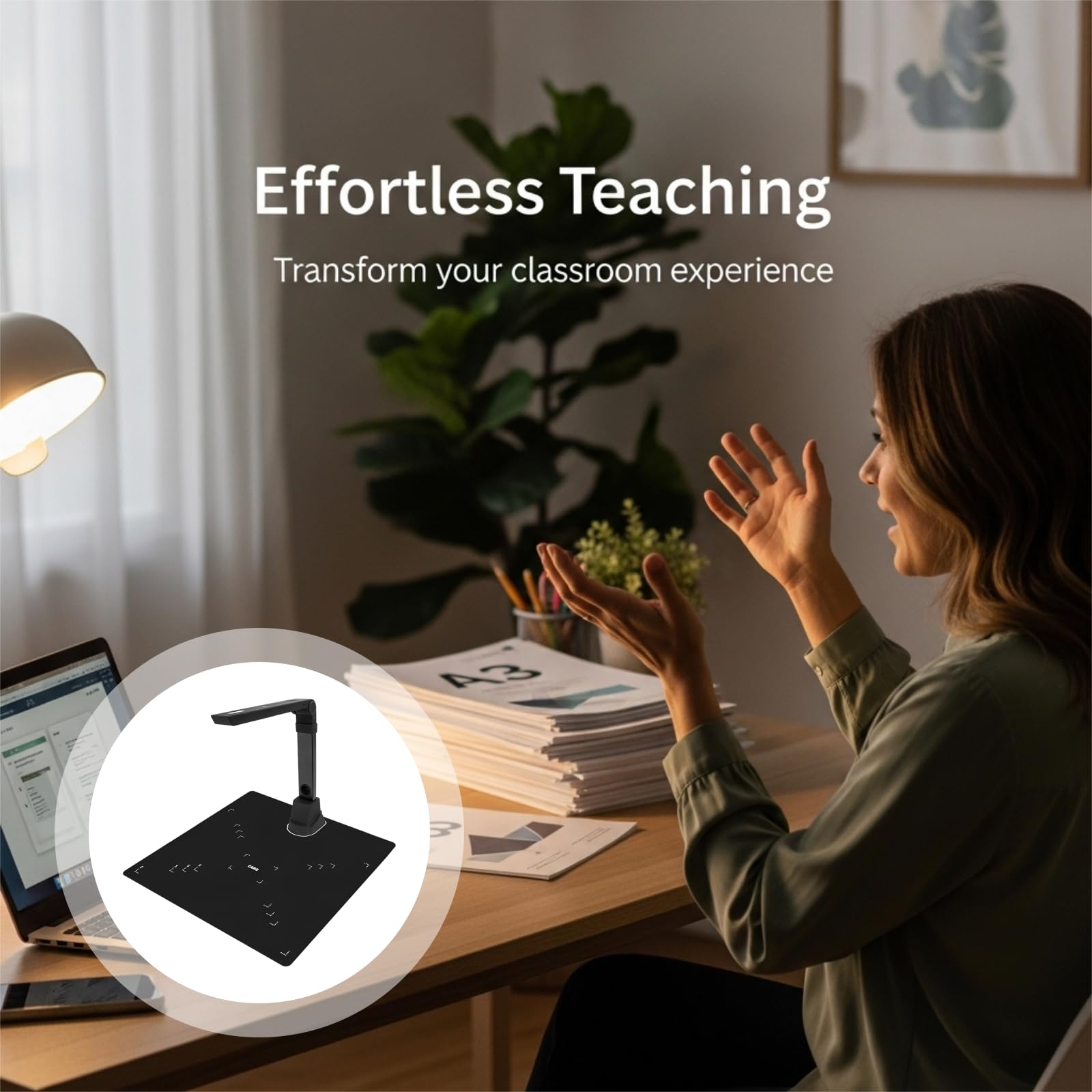 Cámara de documentos A3, escáner de libros con OCR y puerto USB para profesores, corrección automática, diseño plegable, compatible con Windows, captura rápida de documentos y libros