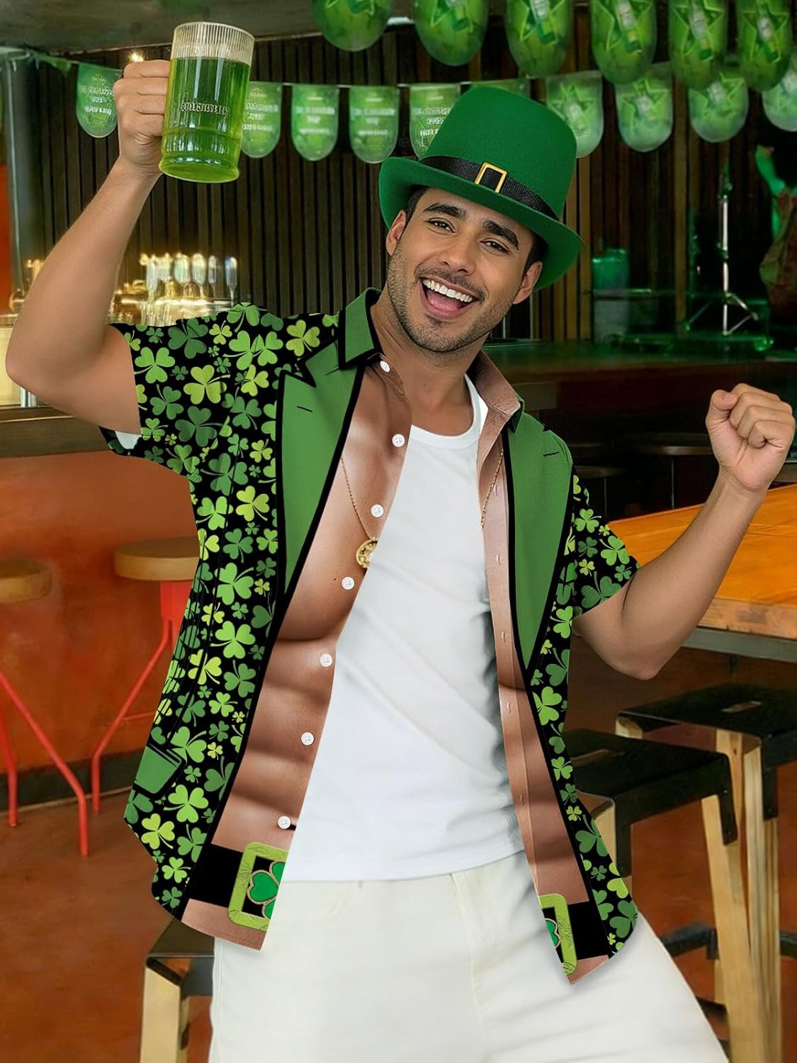 St Patricks Day Shirt Men Short Sleeve St Paddy's Day Outfit Irish Shamrock Button Down Shirts - Image 5