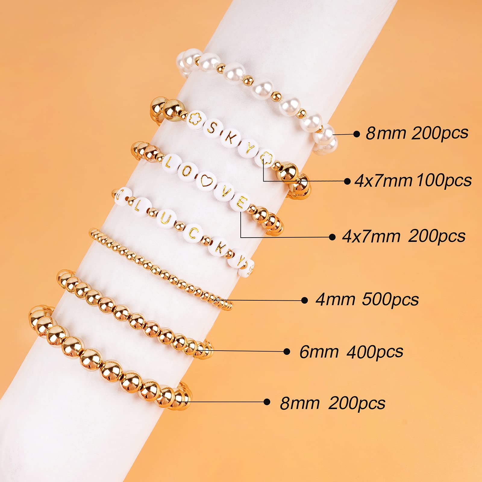 Arricraft Weihnachtsperlen Set - 2000 Stück 6mm Acrylperlen Rot Grün Gold Weiß