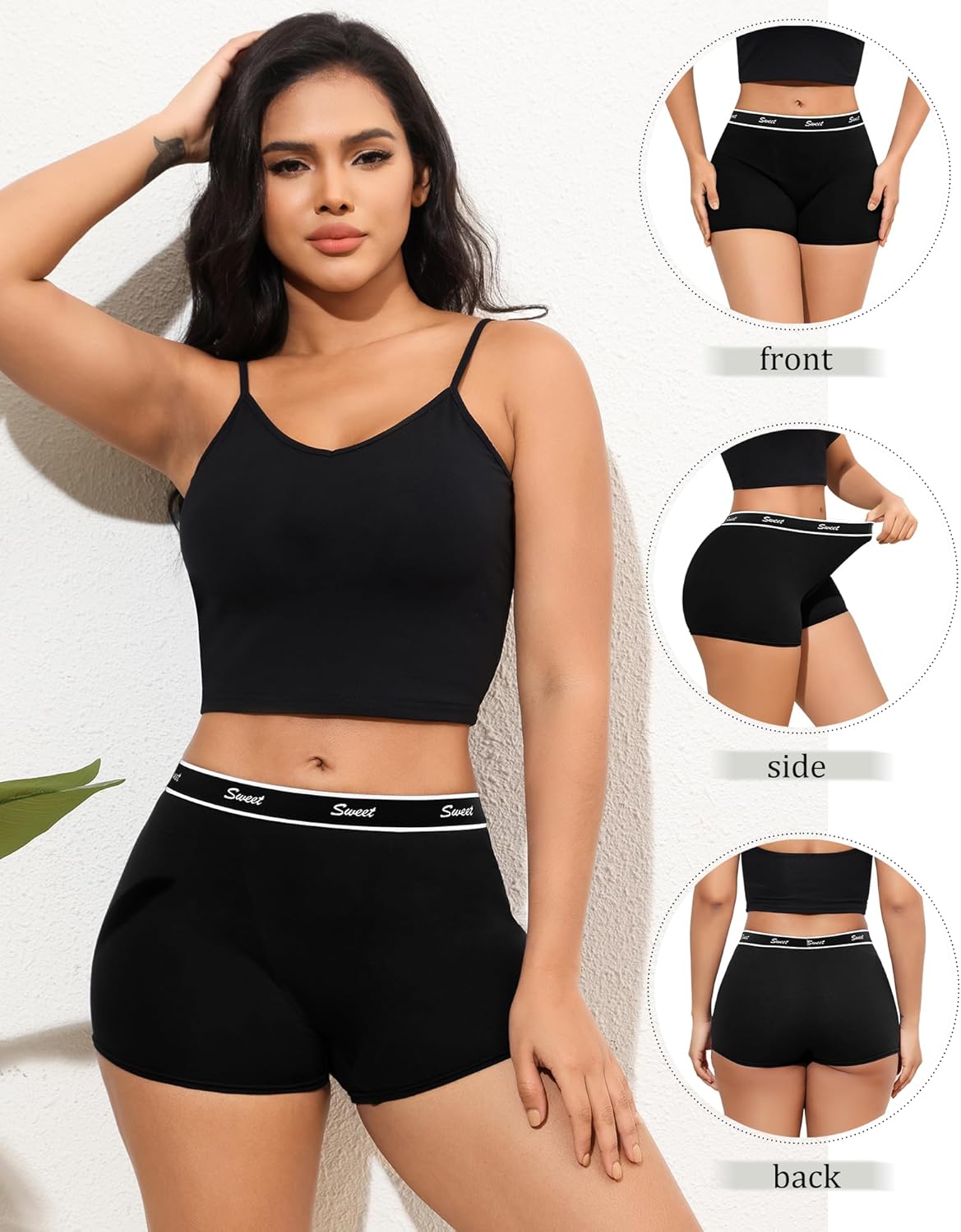 LEVAO Cotton Boy Shorts Underwear for Women High-waisted Full Coverage Boxer Briefs Panties 5 Pack S-XXL - Image 3