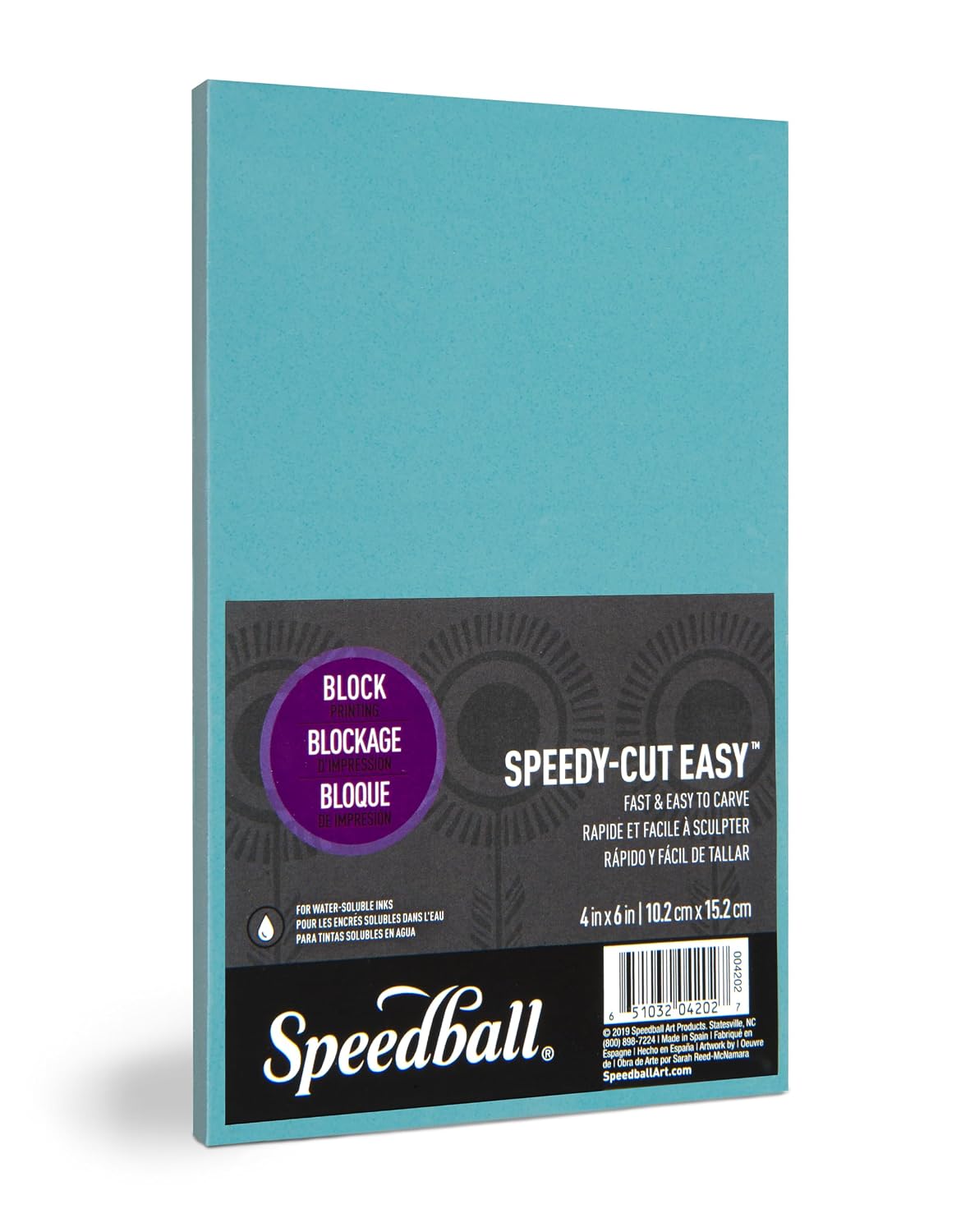 Speedball 4202 Speedy-Cut Easy Block Printing Carving Block – Soft Rubber-Like Material, Blue, 4 x 6 Inches