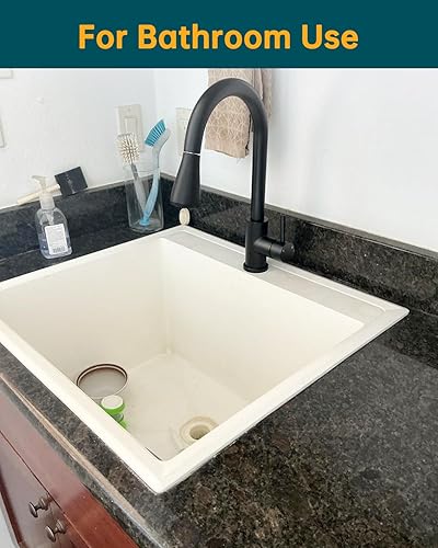 Miniatura 16 de Grifo de fregadero de cocina con rociador desplegable con placa de cubierta, grifo de arco alto de níquel cepillado, grifos modernos de acero Níquel