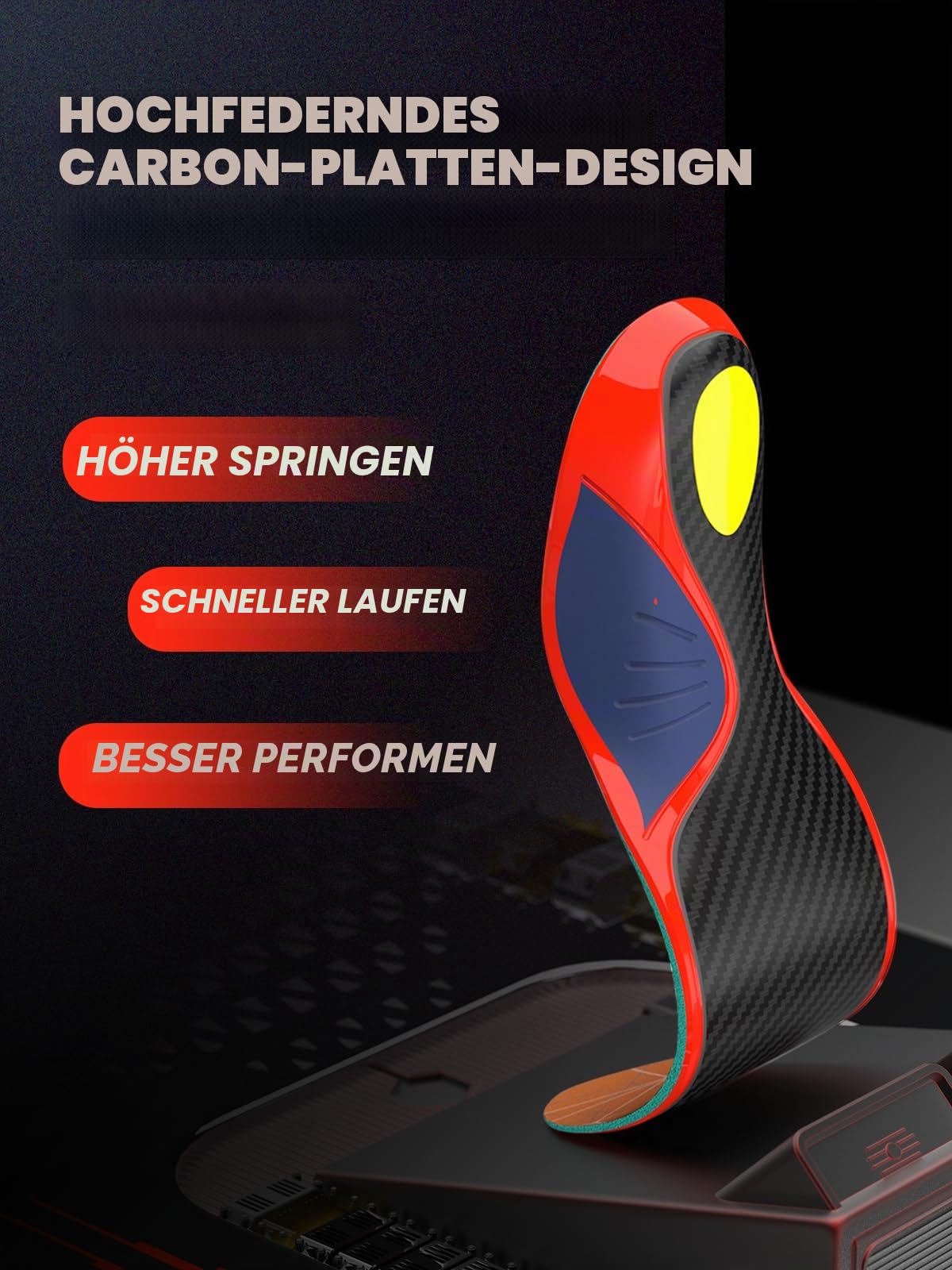 Welnove Carbon Einlegesohlen Fußball | Kohlefaser Einlegesohlen Sport für Basketball,Laufen & Hochintensivtraining | Sohle Carbon für Stabilität & Leistungssteigerung -XL-Damen 43-44|Herren 41-42