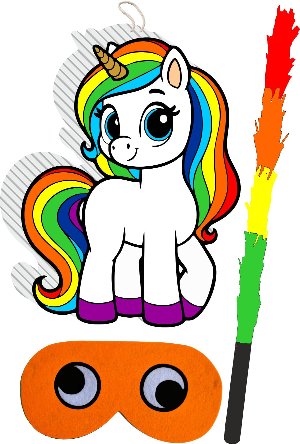 Piñata cumpleaños infantil hecha a mano Unicornio (Grande 60x45x10 Centímetros)