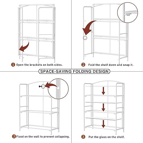 Miniatura 118 de Crofy - Estantería plegable sin montaje para sala de estar, estante plegable blanco de 5 niveles para oficina en casa, organizador de almacenamiento