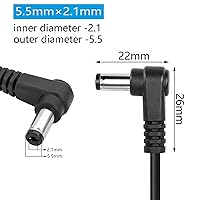 Vista 5 de GINTOOYUN DC 5.5MM x 2.1MM 90 grados macho a macho cable DC5521 adaptador de corriente en espiral de ángulo recto cable de extensión para cámara