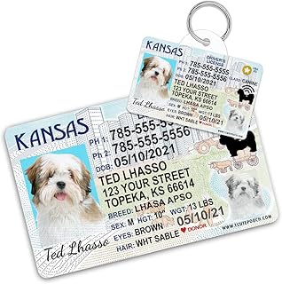 Kansas Driver License Custom Dog Tag for Pets and Wallet Card - Personalized Pet ID Tags - Dog Tags for Dogs - Dog ID Tag - Personalized Dog ID Tags - Cat ID Tags - Pet ID Tags for Cats