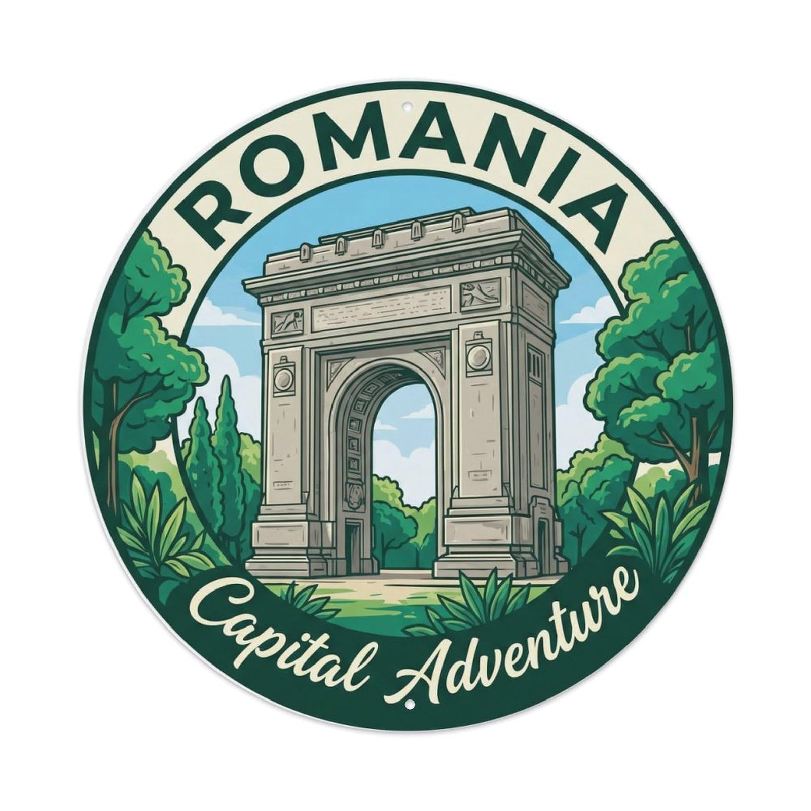 Fqcyn Style Vintage Travel Romania Capital Adventure 1 Metal Tin Sign