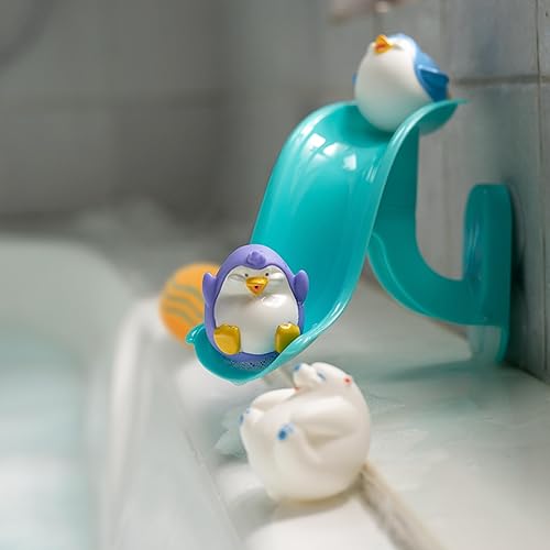 Miniatura 5 de Nuby Penguin Slide - Juego de juguetes de baño con 4 chorros de baño, juguetes de baño para bebés para niños y niñas de 12 meses en adelante,