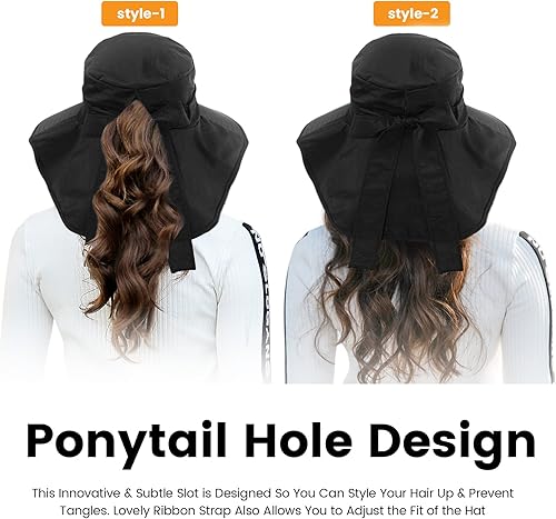 Miniatura 3 de Toppers Sombrero de sol para hombre con solapa para el cuello enrollable UPF 50 para jardinería de ala ancha