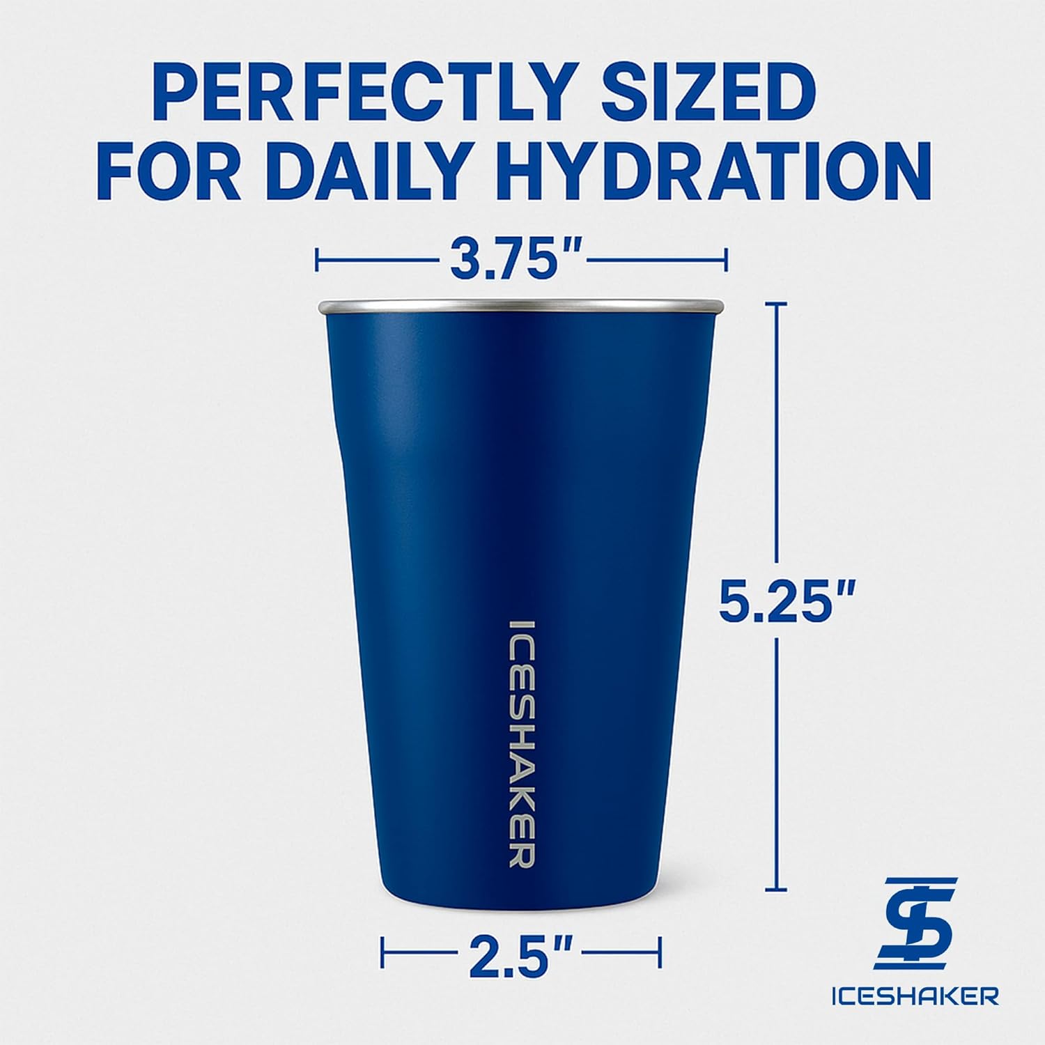 Ice Shaker 20 oz Stainless Steel Cups – Stackable & Reusable Metal Drinking Cups – BPA-Free, Dishwasher Safe, Eco-Friendly stainless steel drinking cups | 3-Pack Navy