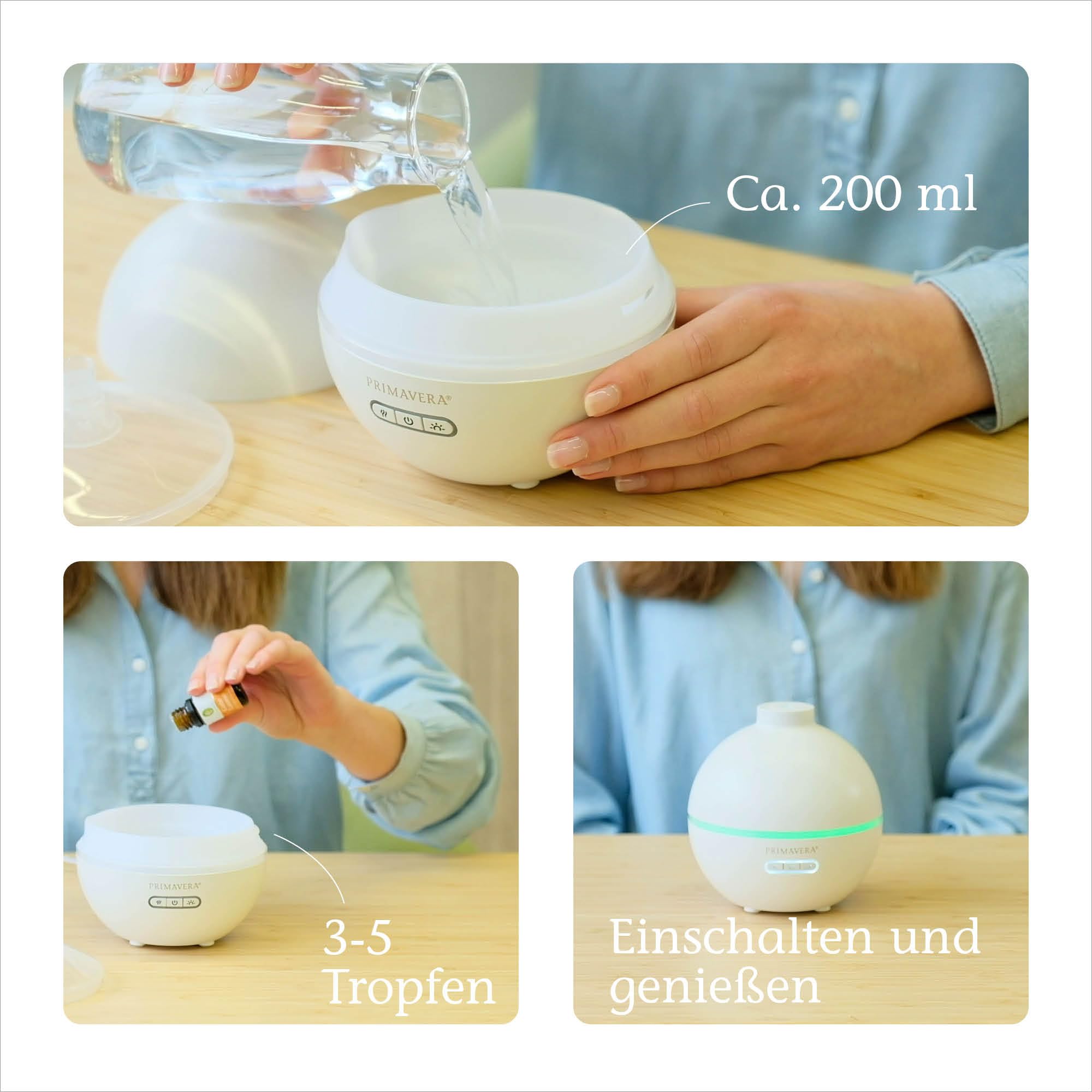 PRIMAVERA Aroma Vernebler Feel Happy – elektrische Duftlampe, Diffuser, Raumduft – für ätherische Öle und Duftmischungen – Aromatherapie Drogerie & Körperpflege