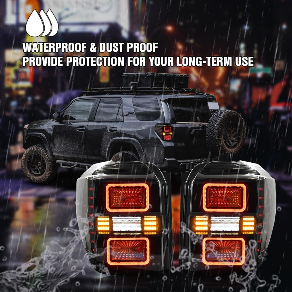 T T-ABC New Smoked Taillights Compatible with 2010-2024 Toyota 4Runner Tail Light Limited Nightshade Venture TRD Off Road Pro Sport Trail SR5 Premium Rear Lights Sequential Custom Replacement (Tunnel)