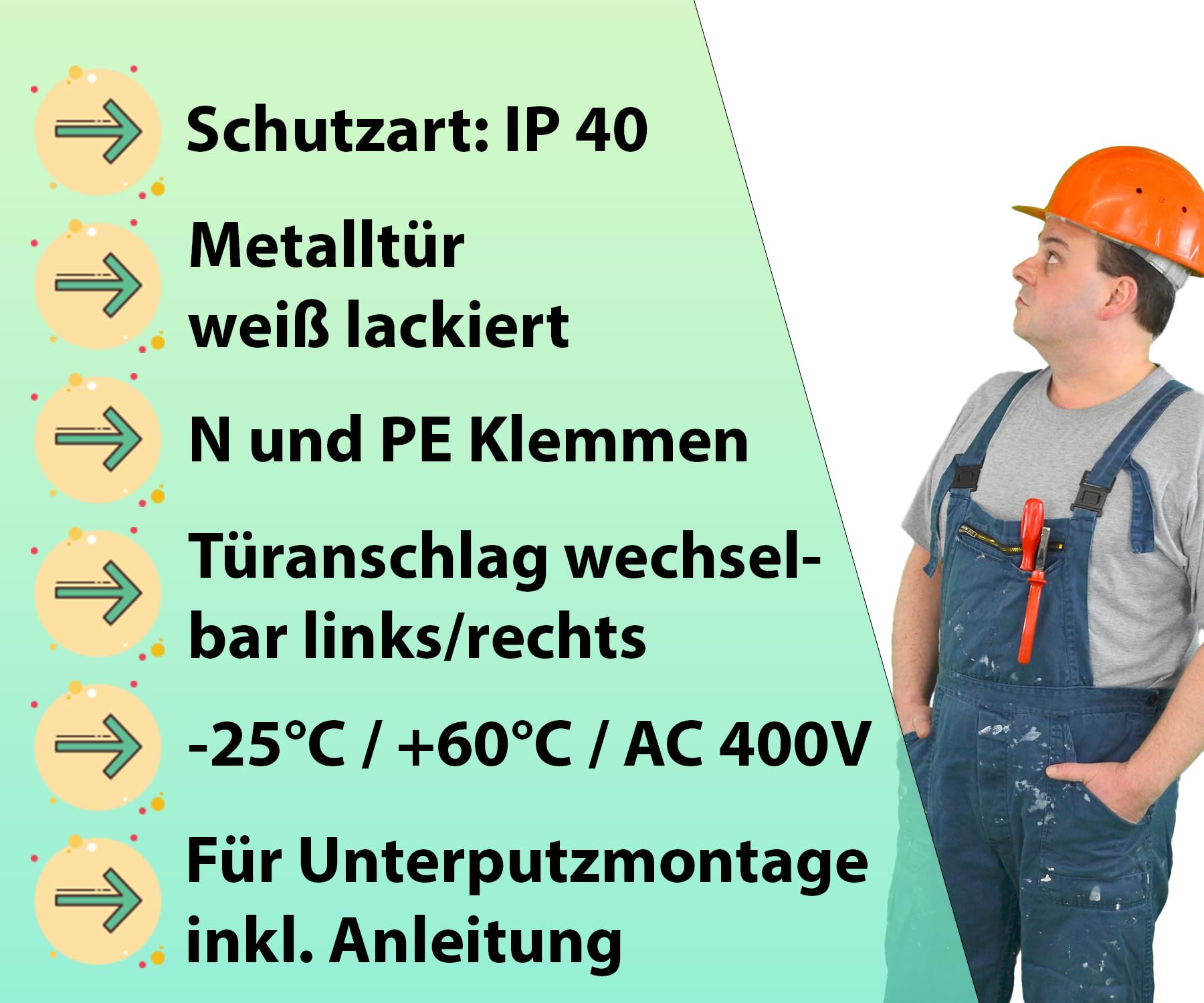 Unterputz Verteilerkasten UP IP40 3 Reihe 36+6 Module
