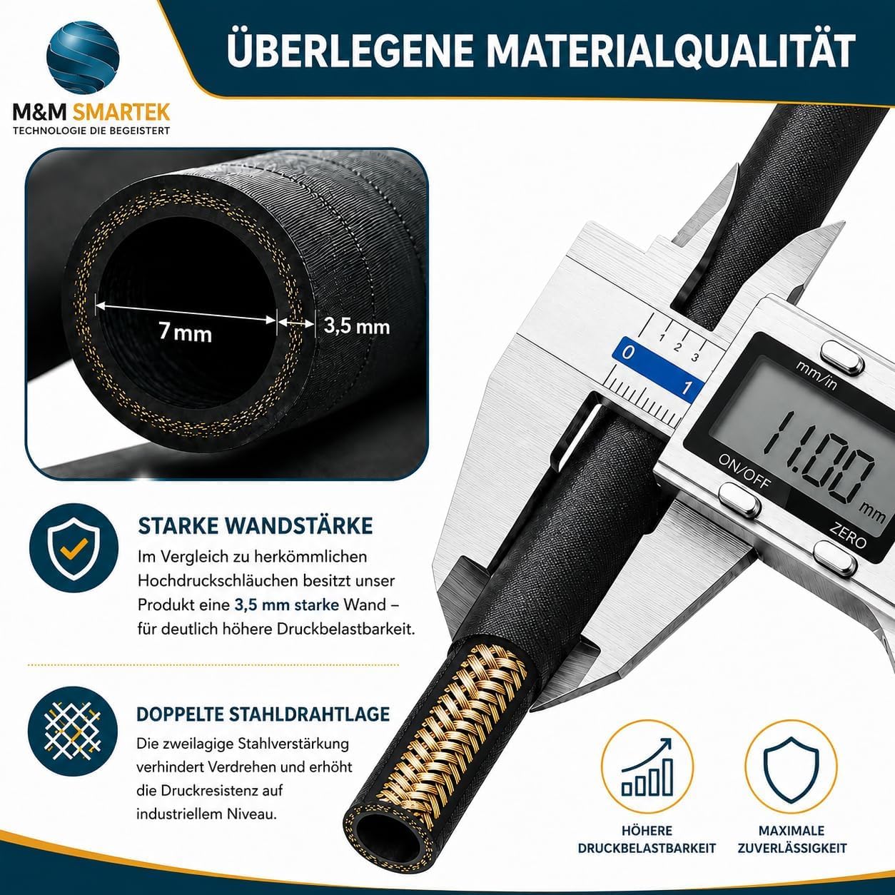 M&M Smartek Tubo ad alta pressione, 8 m, Easy Lock M22, per Kärcher HD/HDS