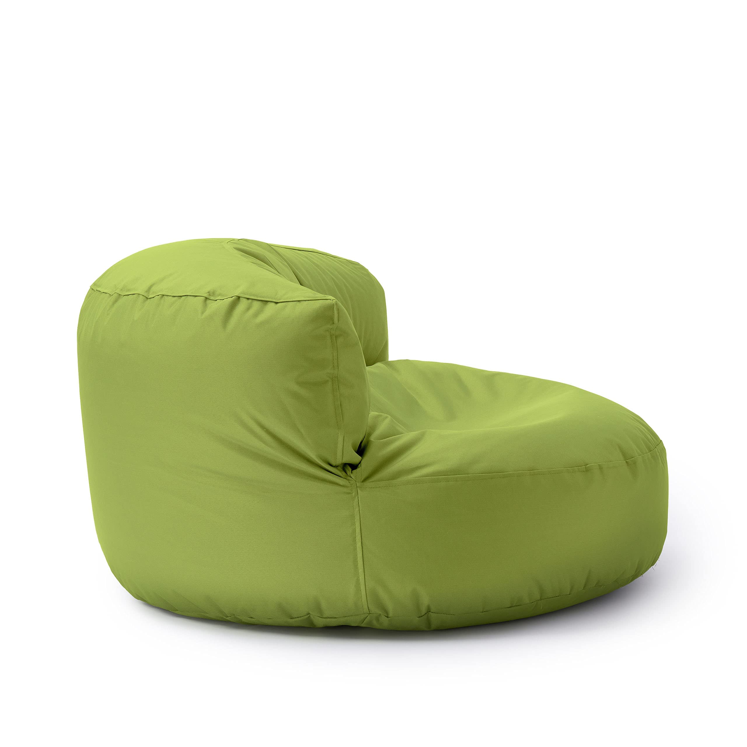 Lumaland Sofá Puff Redondo Grande 320l con Respaldo & Relleno Incluido - Sillón Relax Impermeable para Exterior - Mueble Ideal para Salón, Jardin y Terraza - 90 x 50 cm/Verde