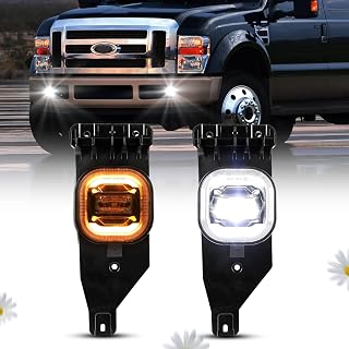 Amonly LED Fog Light with Daytime Running Lights/Turn Signals for 2005 2006 2007 Ford F250 F350 F450 F550 Super Duty, Bumper Driving Fog Lamps Assembly Kit