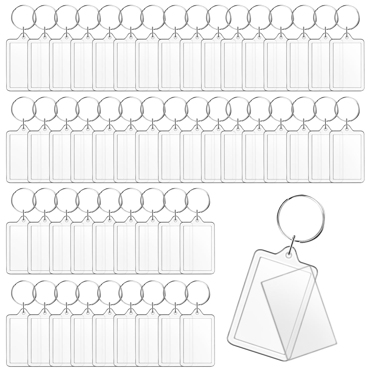 Cositina50 Pack Acrylic Photo Frame Keychain Clear Photo Insert Blank Keychain Rectangle Picture Frame Keyring Holder for Men Women DIY Projects