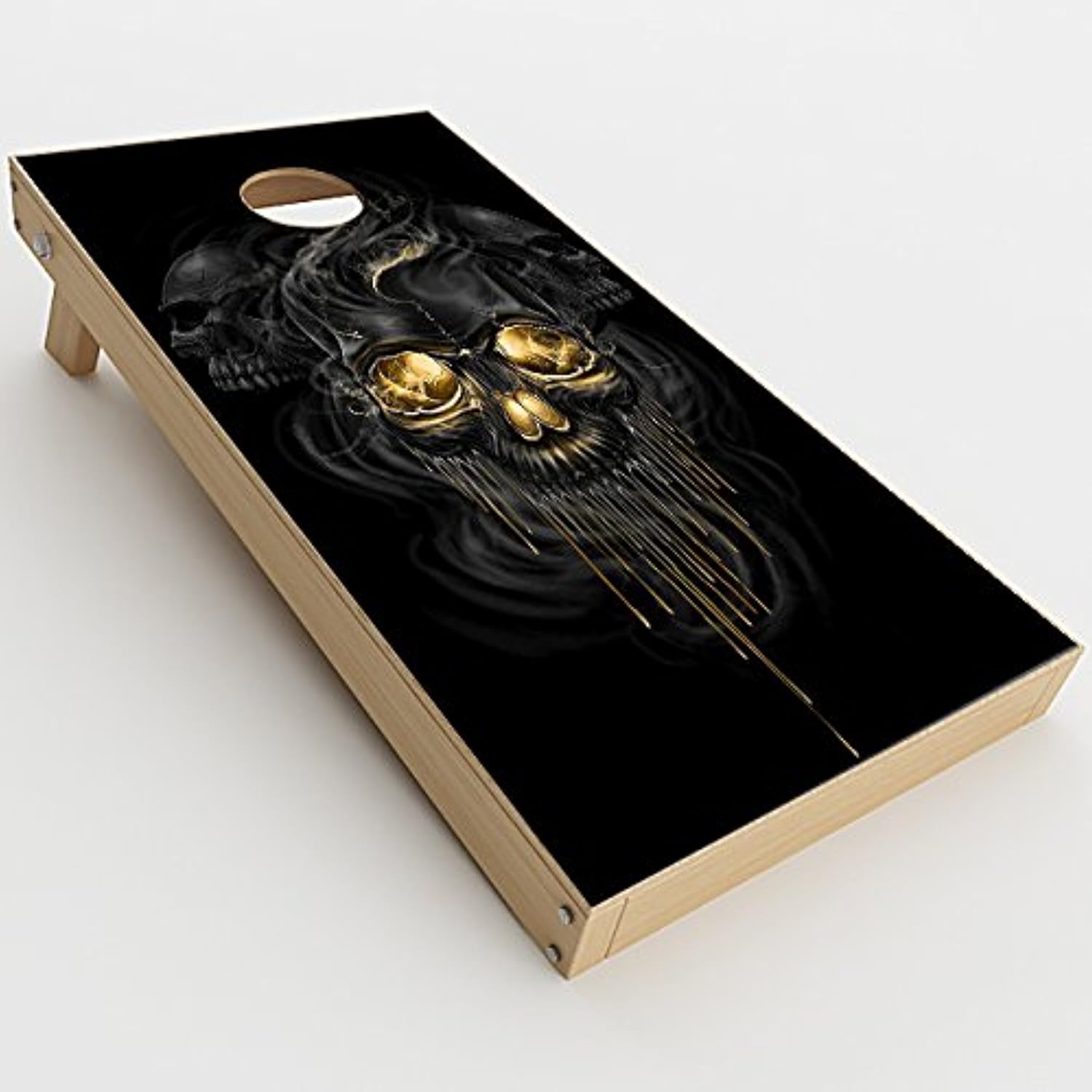 Skin Decals Vinyl Wrap for Cornhole Game Board Bag Toss (2xpcs.) / Golden Skull, Glowing Skeleton