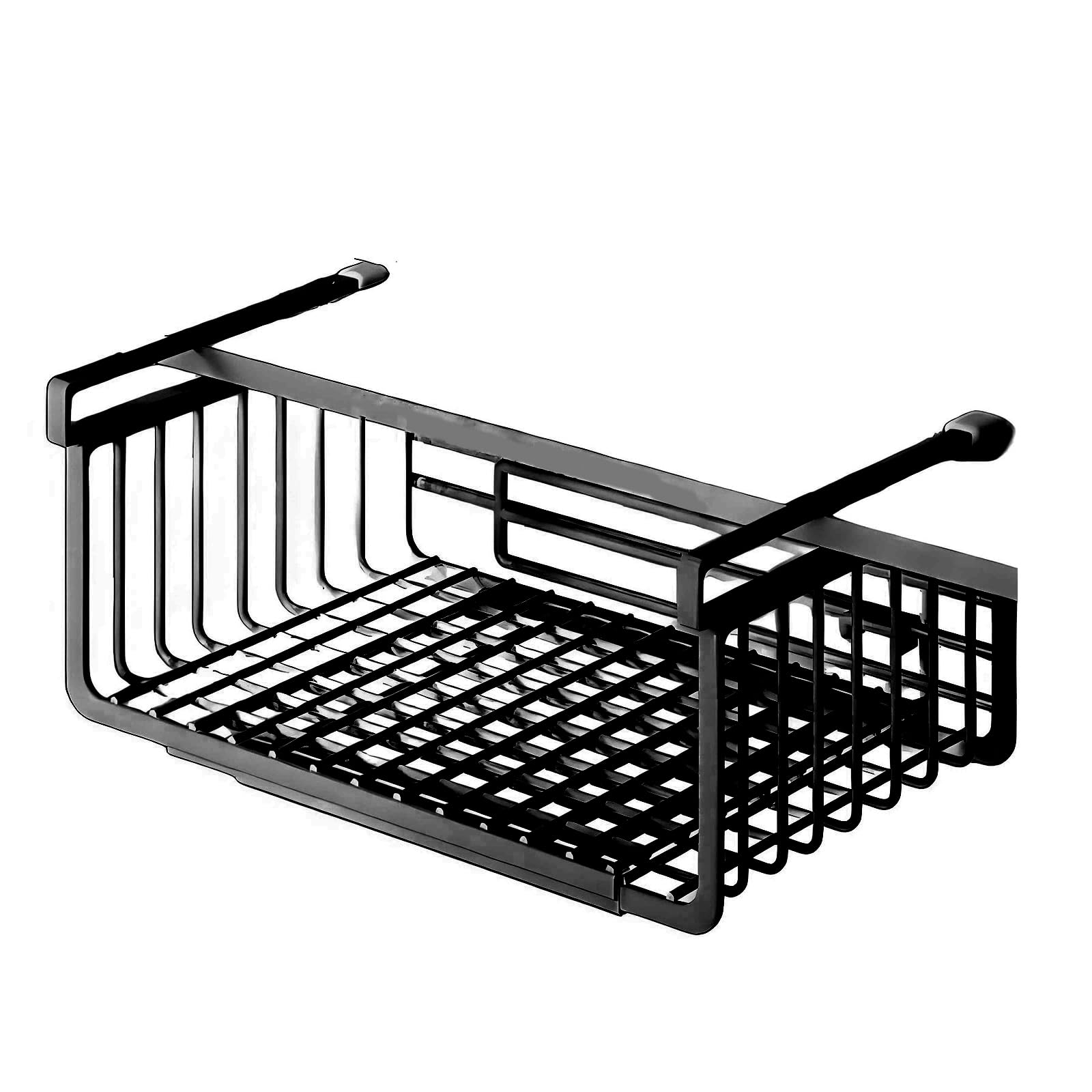 Cestas De Almacenamiento Colgar Debajo,Cesta De Metal para Colgar Debajo,Cestas Colgantes para Estantes,Ajustable,Sin Taladrar,para Cocina,Oficina,Despensa,BañO,Armario