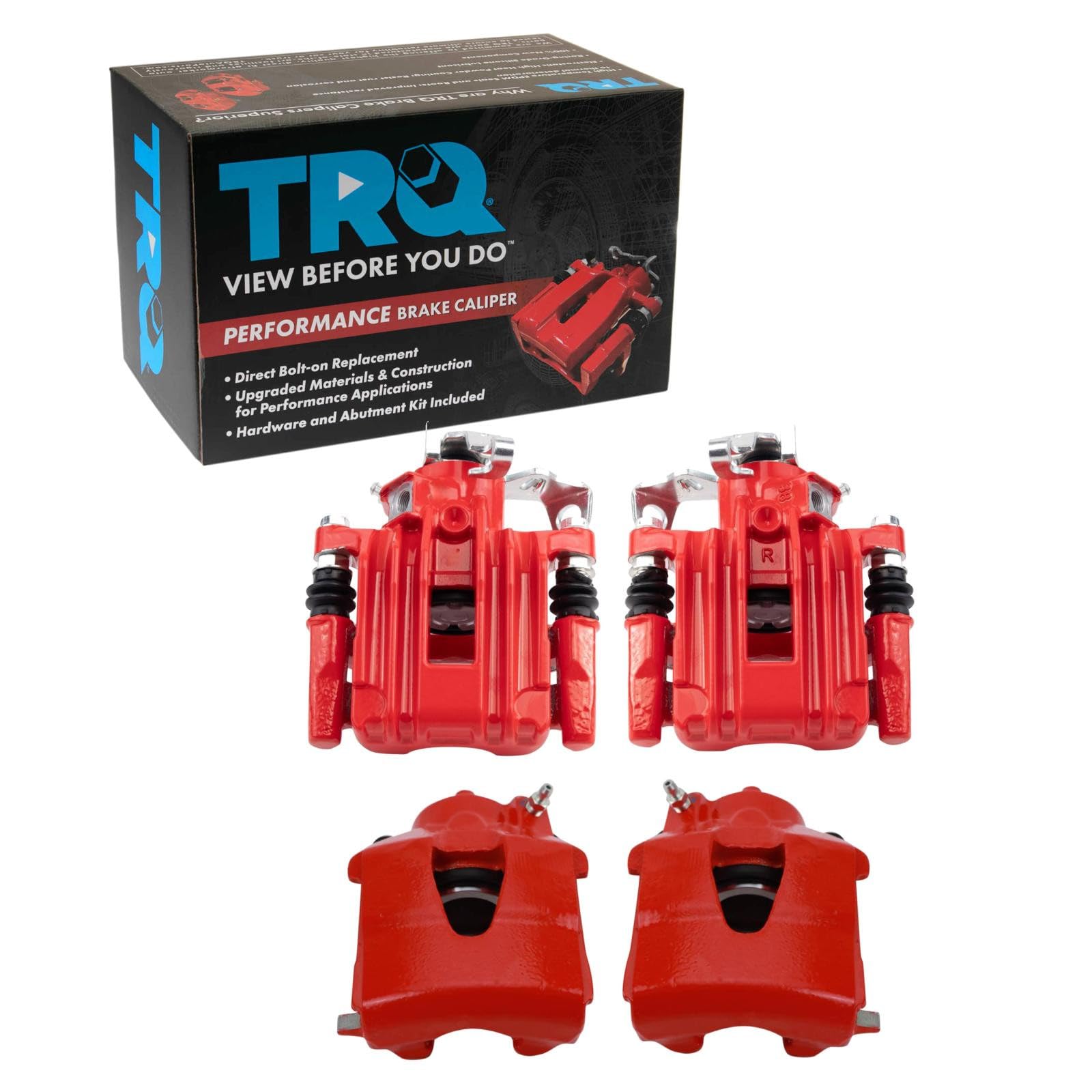 TRQ Front and Rear Brake Caliper Set Performance Coated Brackets Compatible with 1998-2010 Volkswagen Beetle 1999-2006 Golf