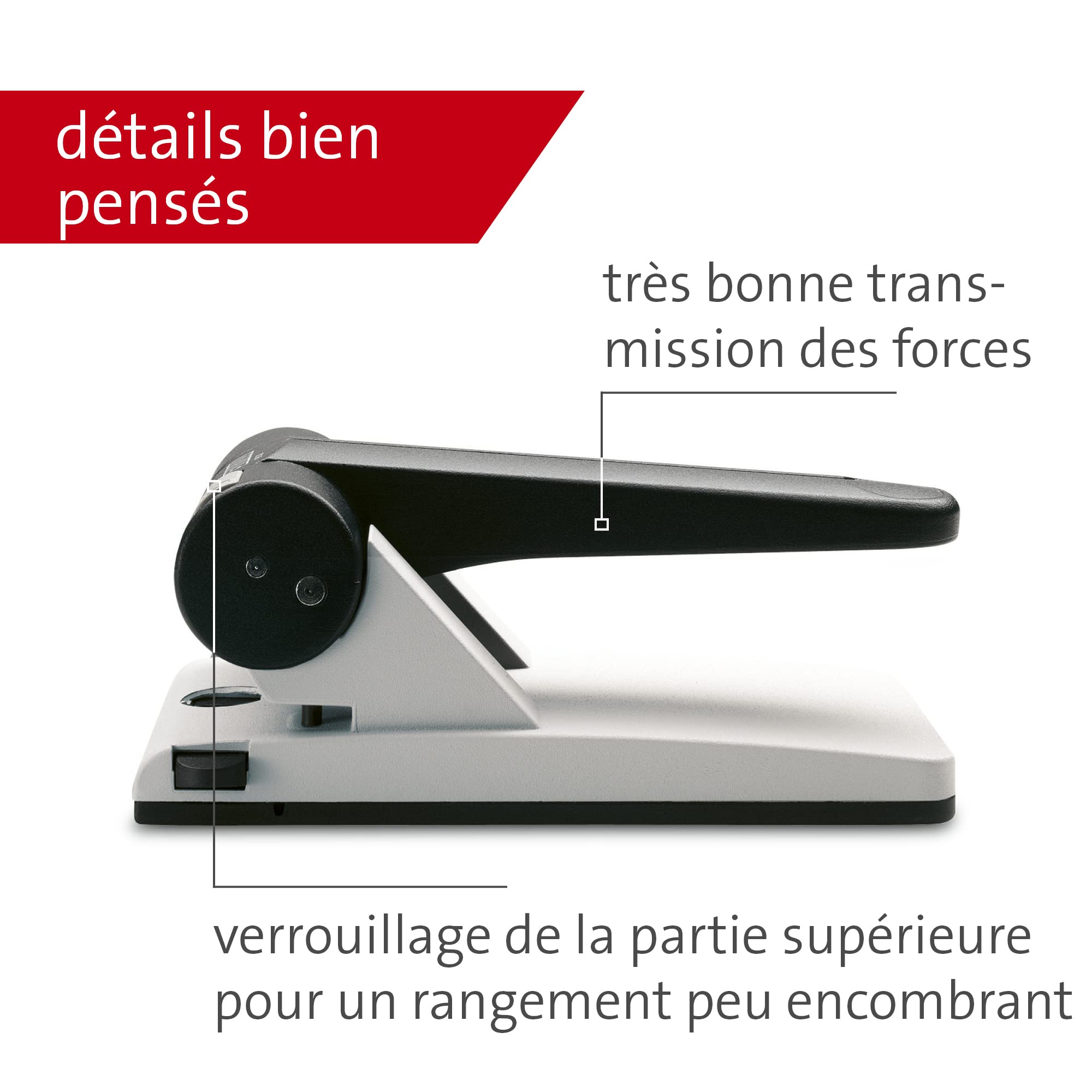 Novus Perforatrice B 265 (perforatrice de registre pour le bureau, métal, capacité de perforation) 65 feuilles, gris clair/noir