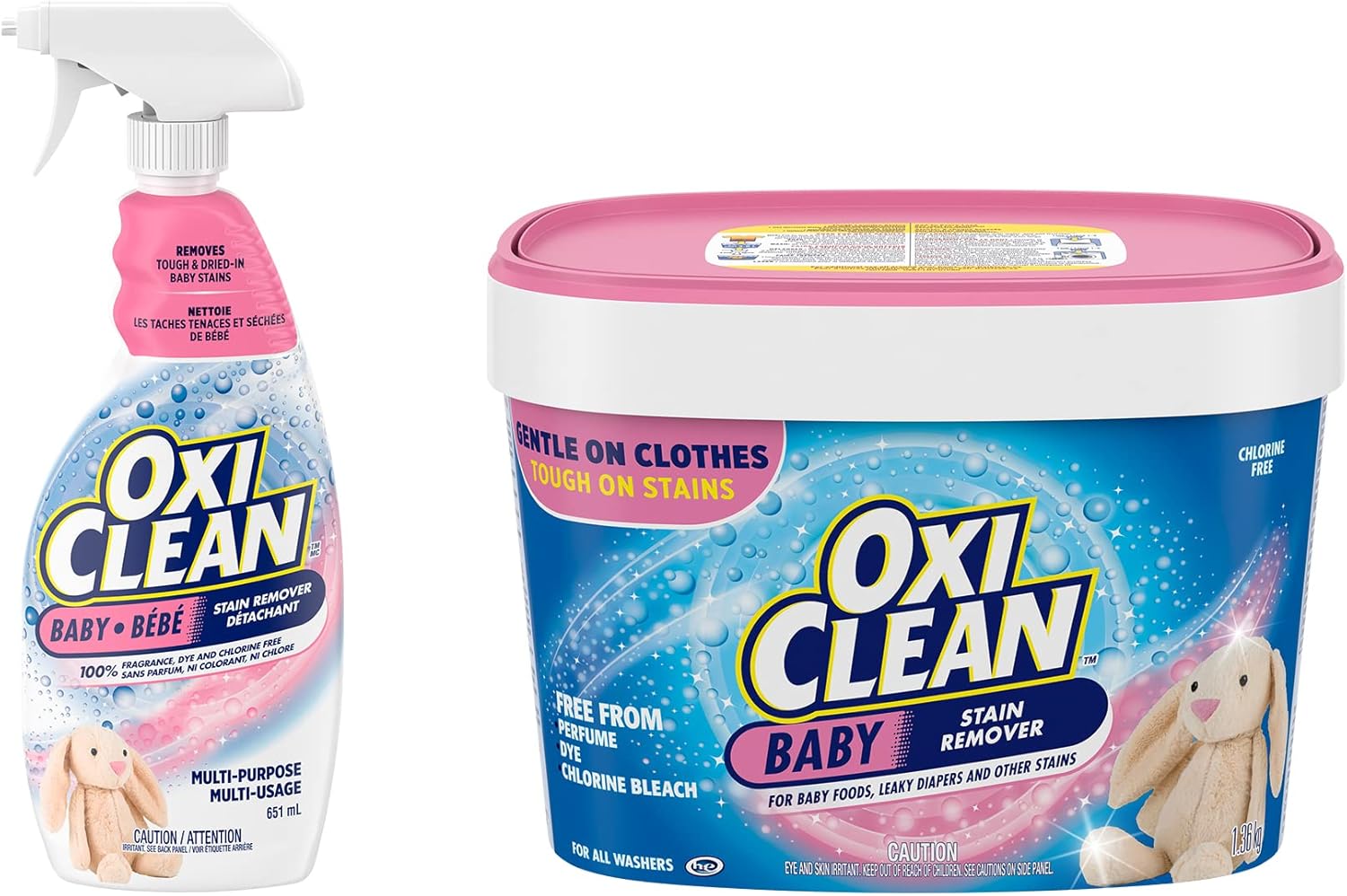 OxiClean Baby Enzyme Stain Remover Powder 1.36 kg and Spray 651 ml