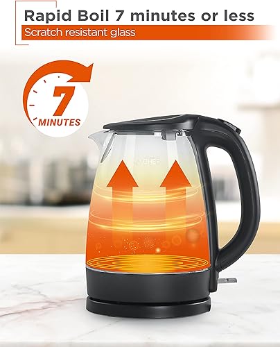 Vista 4 de COMMERCIAL CHEF Hervidor de vidrio inalámbrico de 1.7L