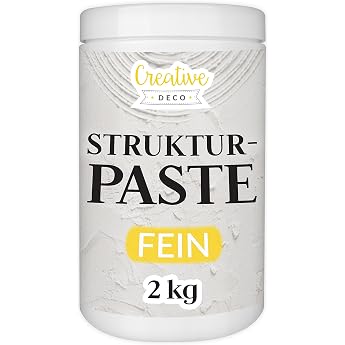Creative Deco Structural Paste Fine Grain 2 kg | White Filler for Acrylic Painting | Fine Paste for Art Projects, Acrylic Pai
