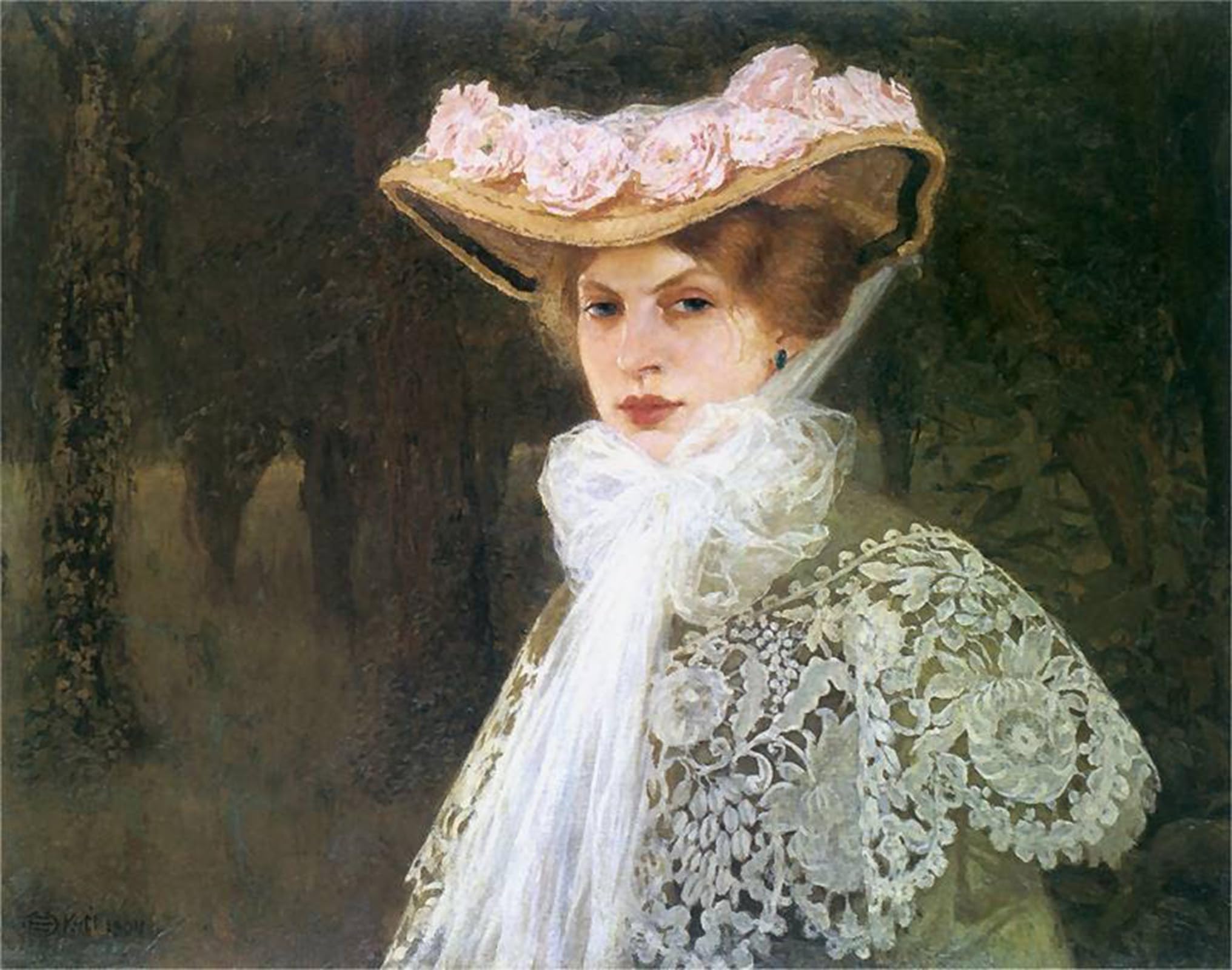 SERENDIPITP Aesthetic Poster Photo Wall Print Retro Picture Portrait of the Artist’s Wife by Edward Okun Modern Wall Artwork for Home Decor 60x90cm