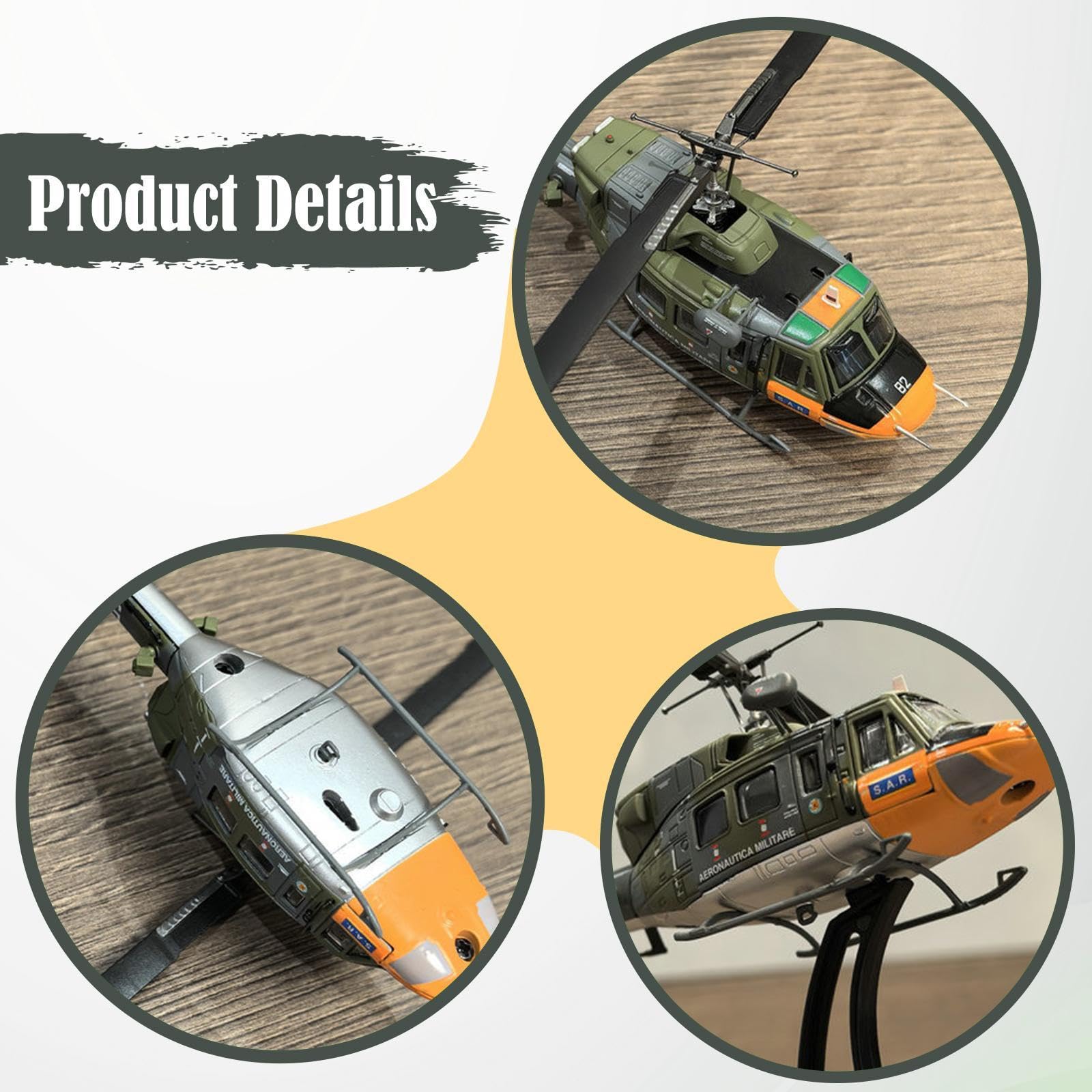 predolo Helicóptero Modelo Aleación Réplica Aeronave Ornamento Decorativo Coleccionable Adecuado para Regalo Decoración de Oficina Dormitorio Estantería