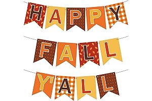 Whaline 3Pcs Happy Fall Yall Paper Banner Fall Classroom Banner Pre-Assembled Autumn...